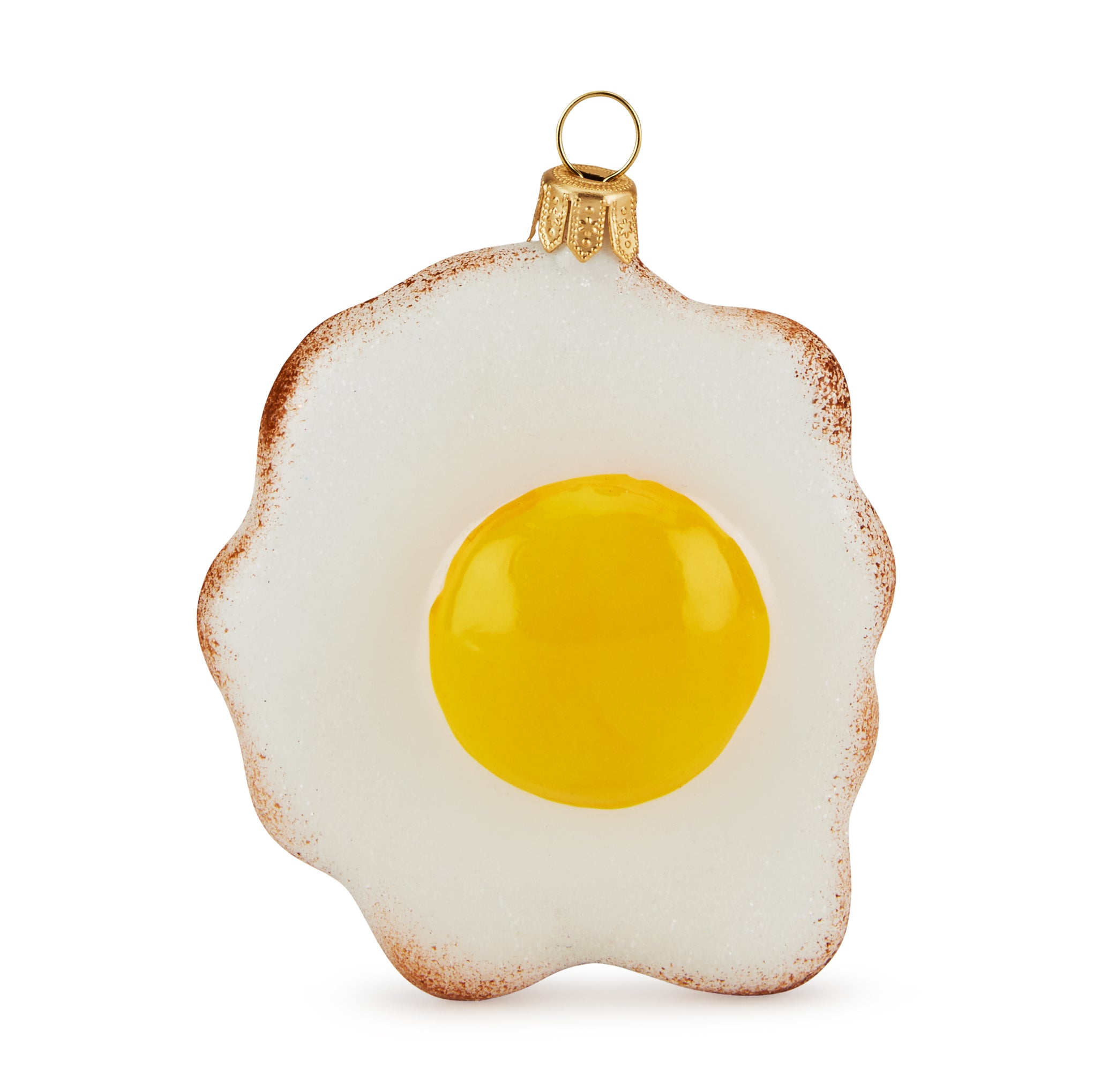 Handcrafted Glass Fried Egg Christmas Ornament NYC Breakfast