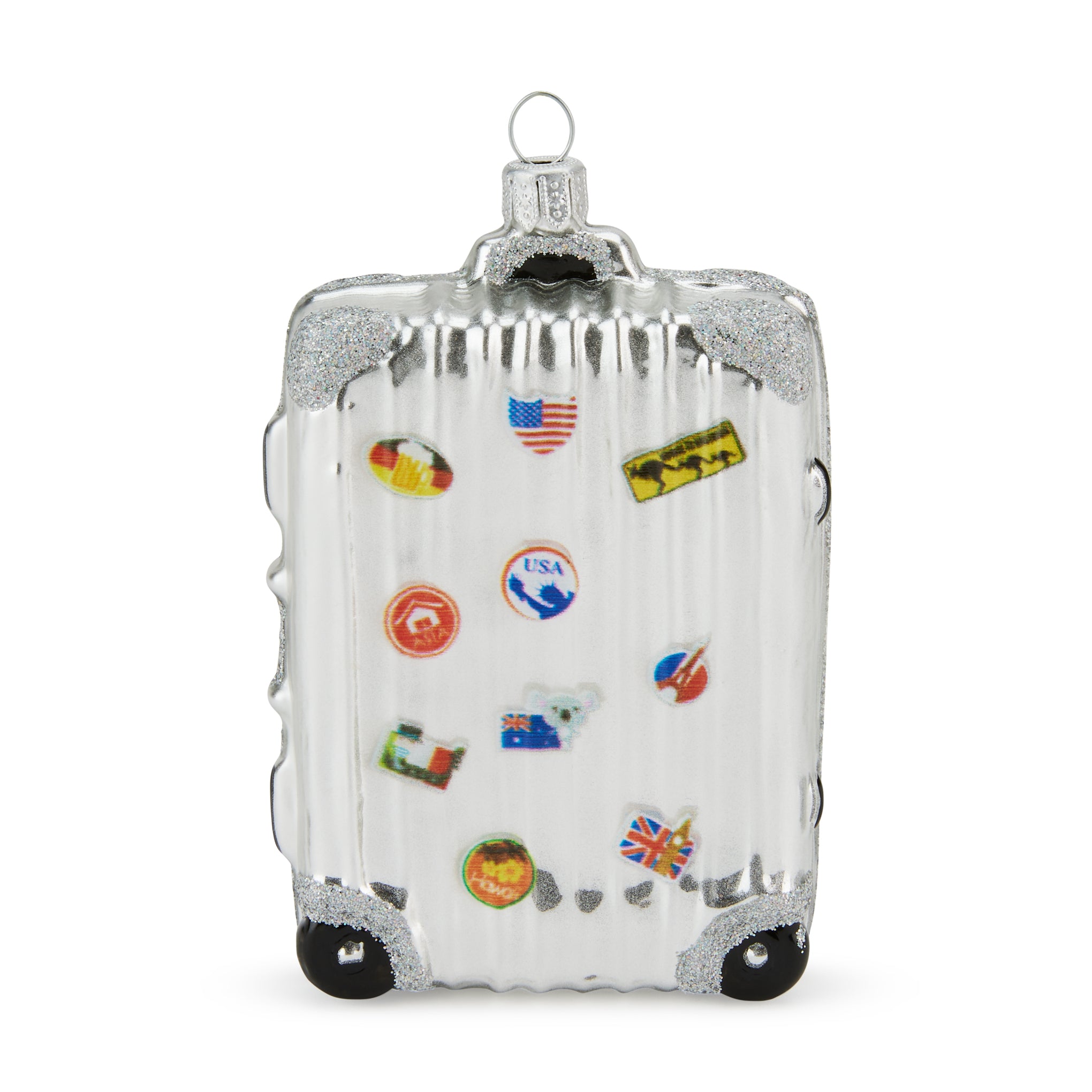 Handcrafted NYC Suitcase Glass Christmas Ornament