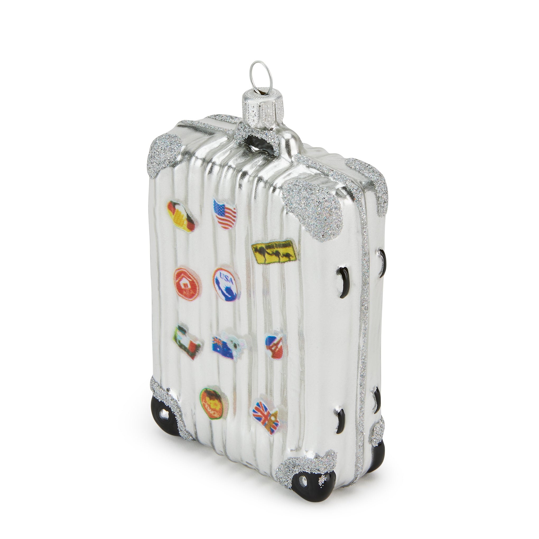Handcrafted NYC Suitcase Glass Christmas Ornament