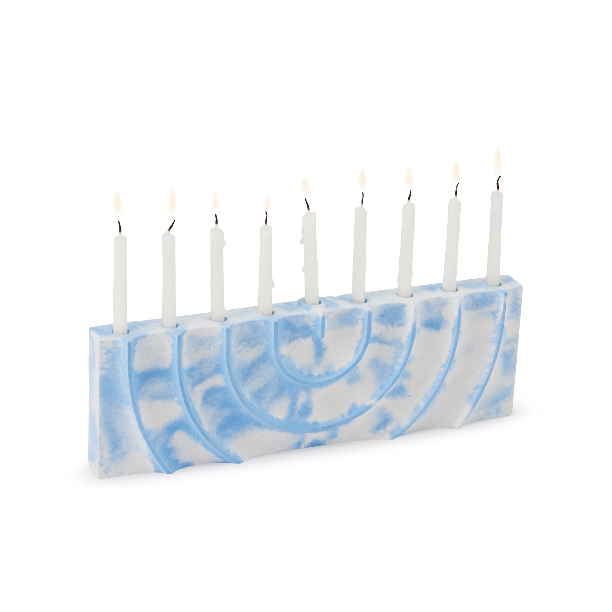 Concrete Marble-Pattern Menorah for Hanukkah - Industrial Design