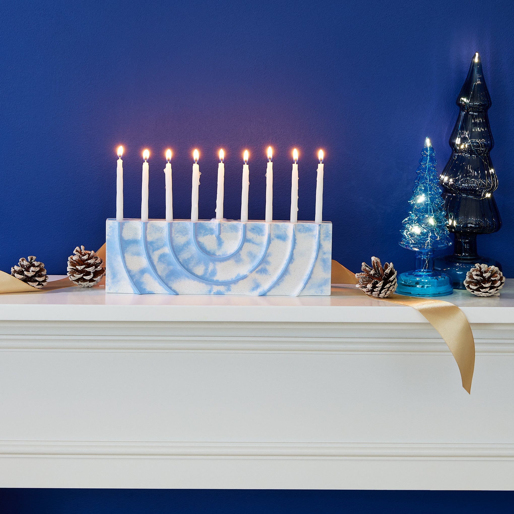 Concrete Marble-Pattern Menorah for Hanukkah - Industrial Design