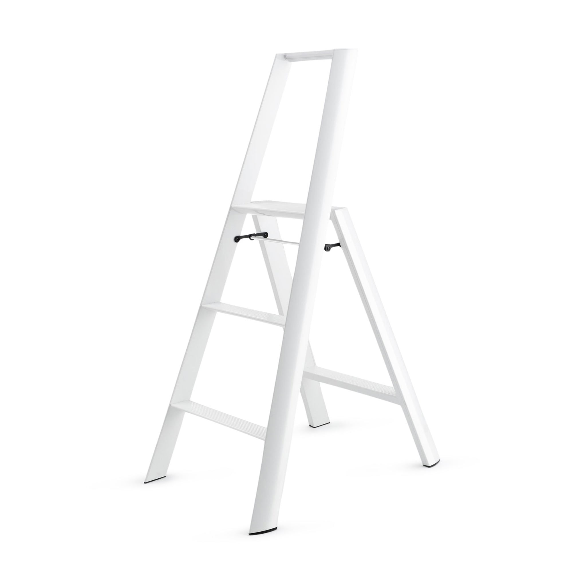 Lucano Folding Step Stool - White Aluminum & Steel - Made in Japan