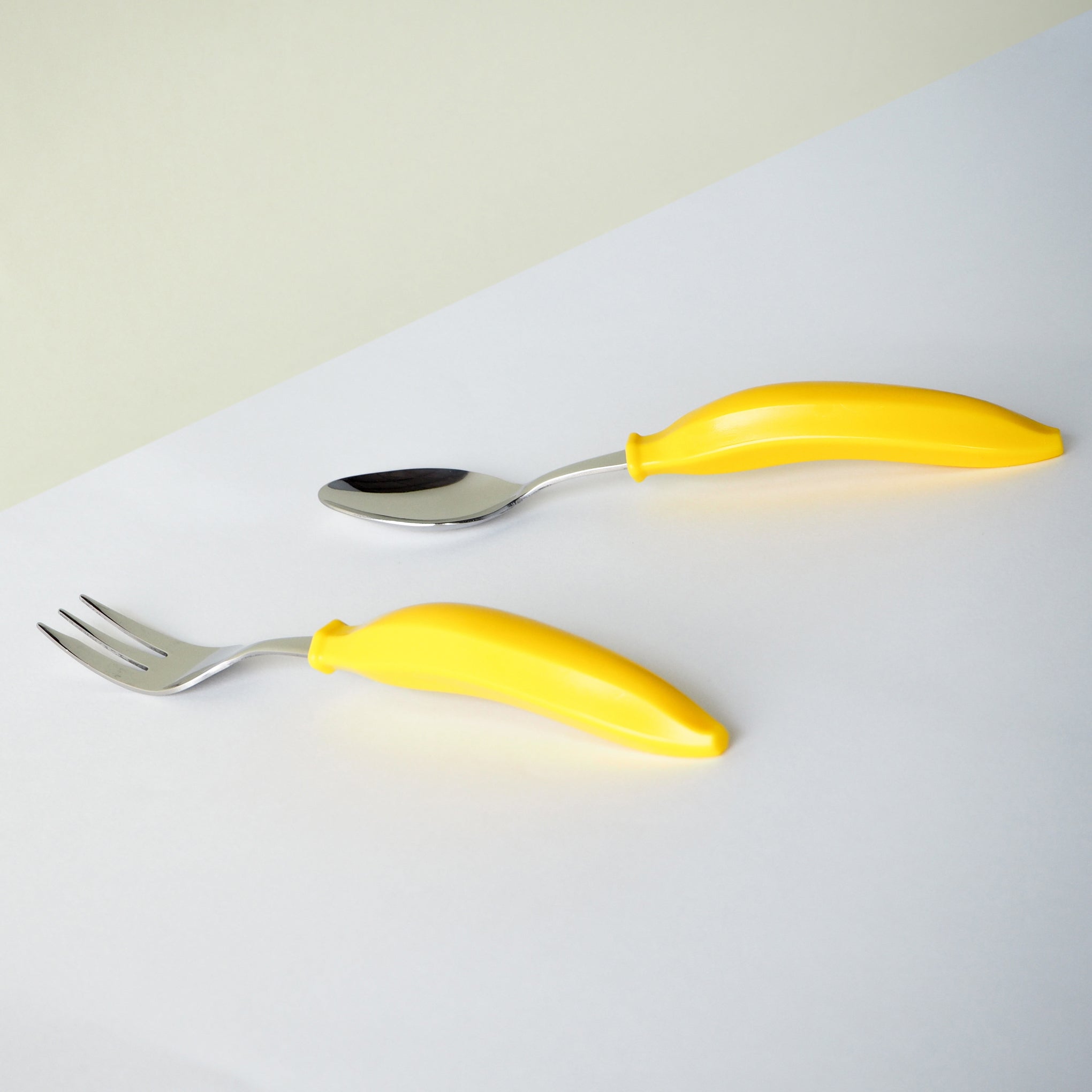 Banana-Shaped Kids Cutlery Set - Stainless Steel Spoon & Fork