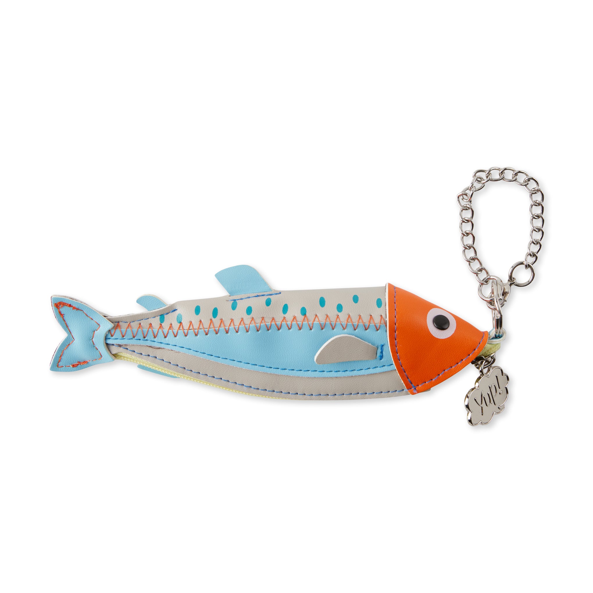 Marushin Fish Zip Pouch - Blue & Orange Polyester Keyring Wallet