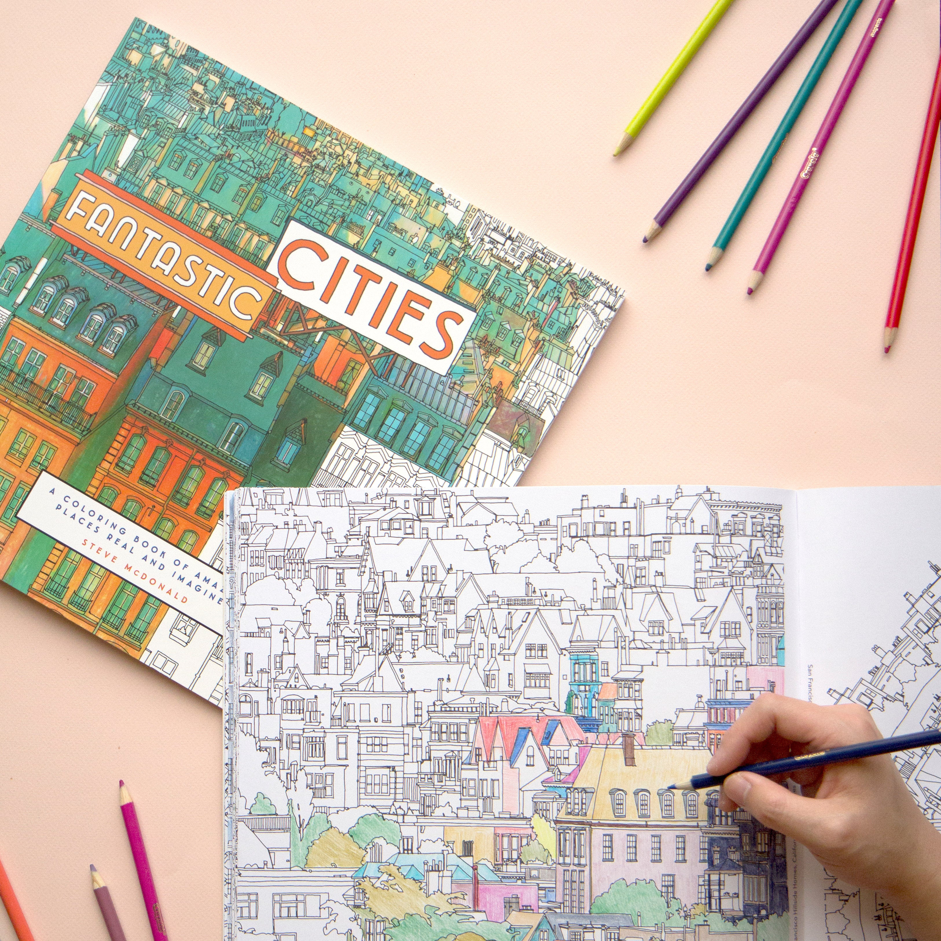 Fantastic Cities Adult Coloring Book - Steve McDonald Paperback