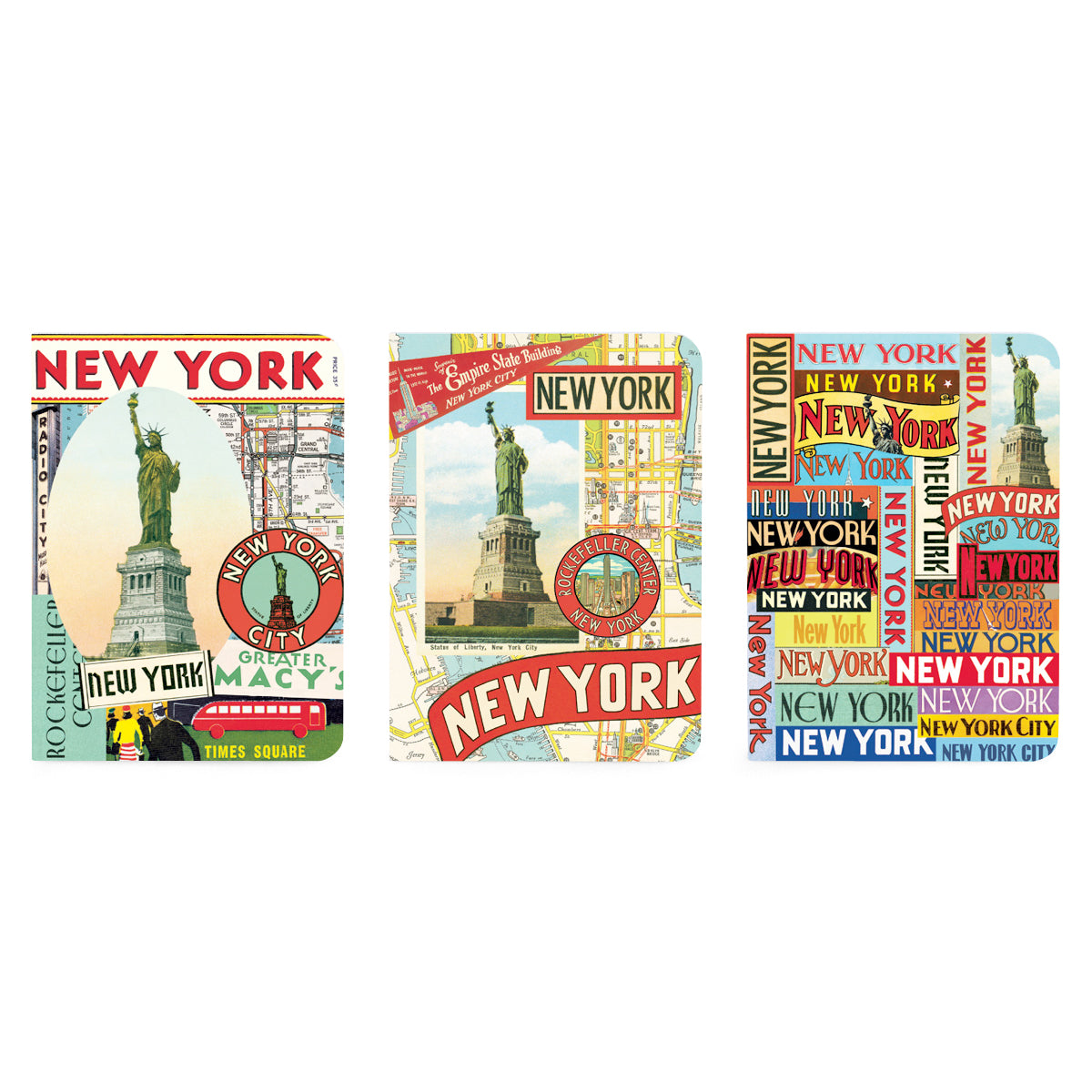 Vintage New York Mini Notebook Set - Lined, Graph & Blank Pages