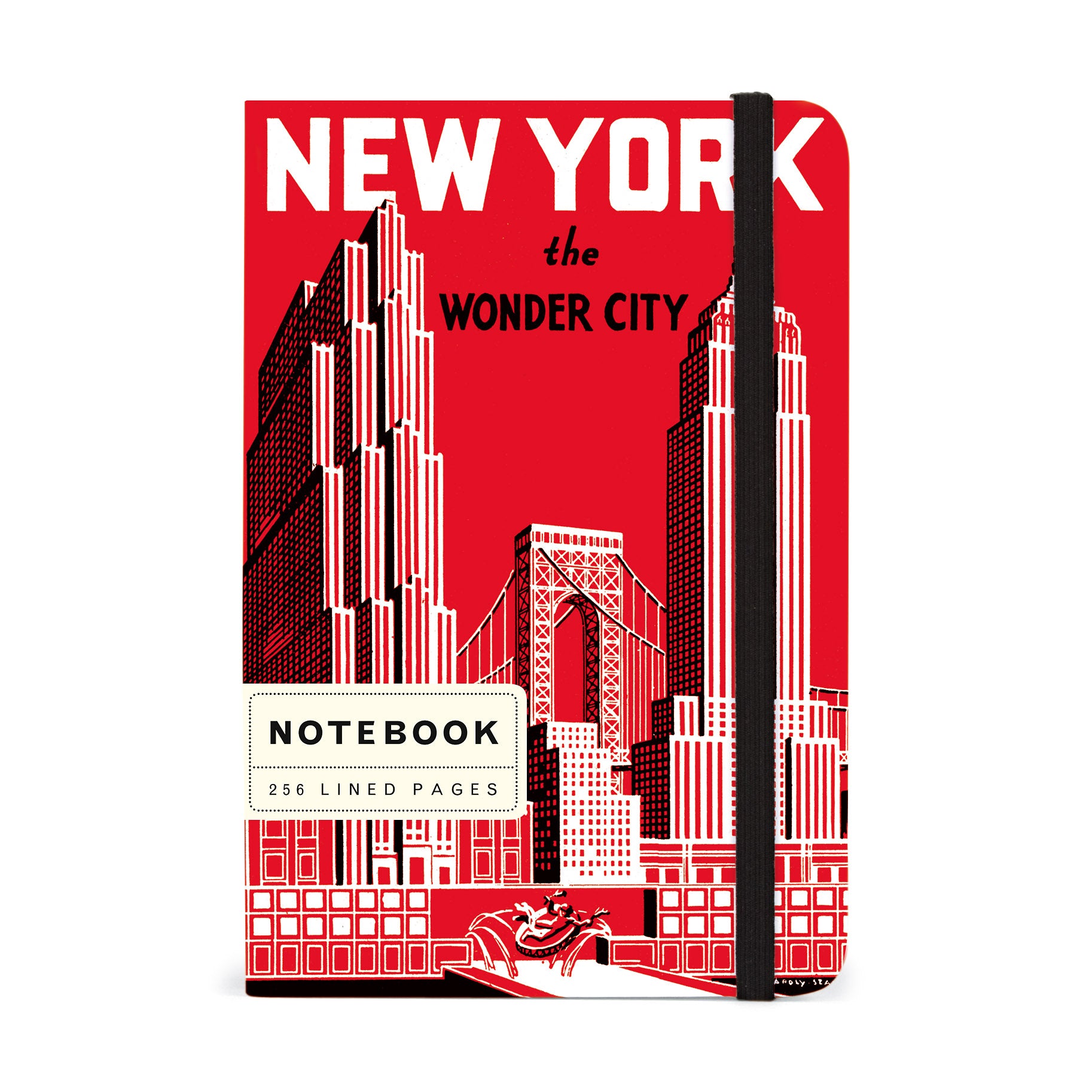 Vintage New York Poster Notebook - 256 Pages with Elastic Closure