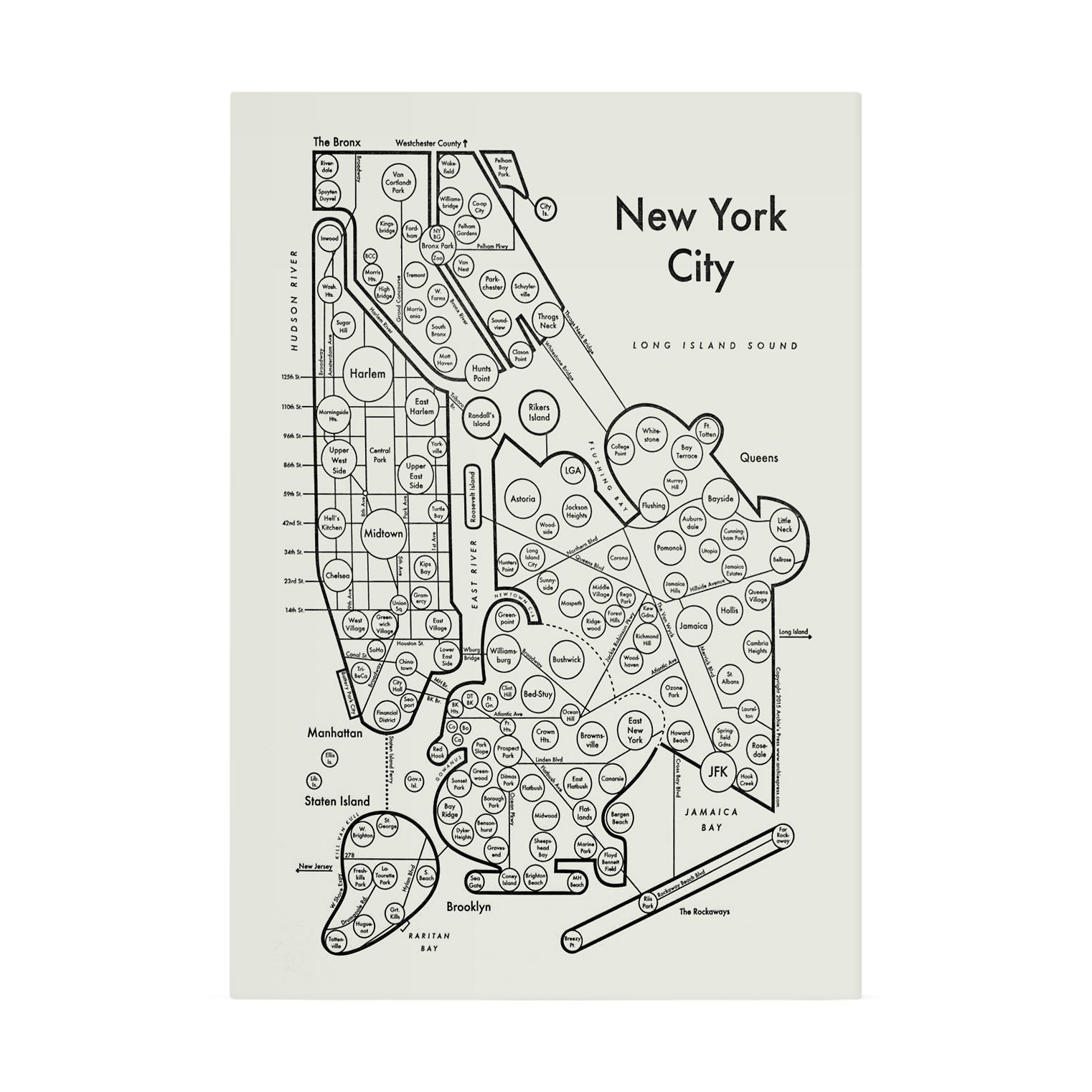 Vintage New York City Map Art Print | Letterpress USA Made