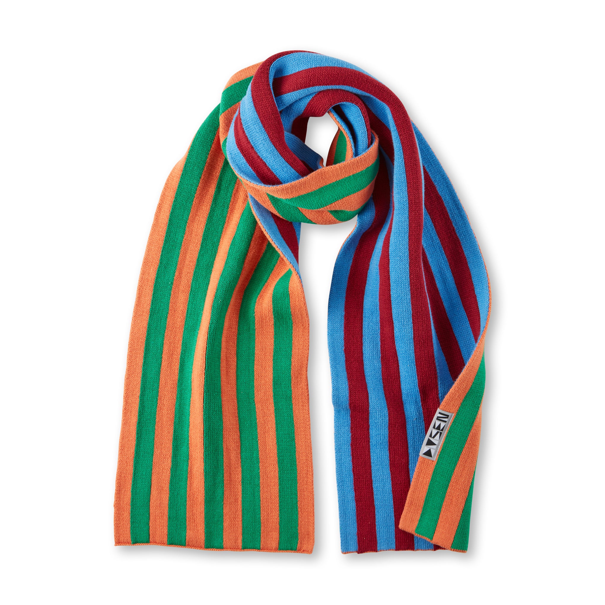 Dusen Dusen Reversible Cotton Striped Scarf Blue Green