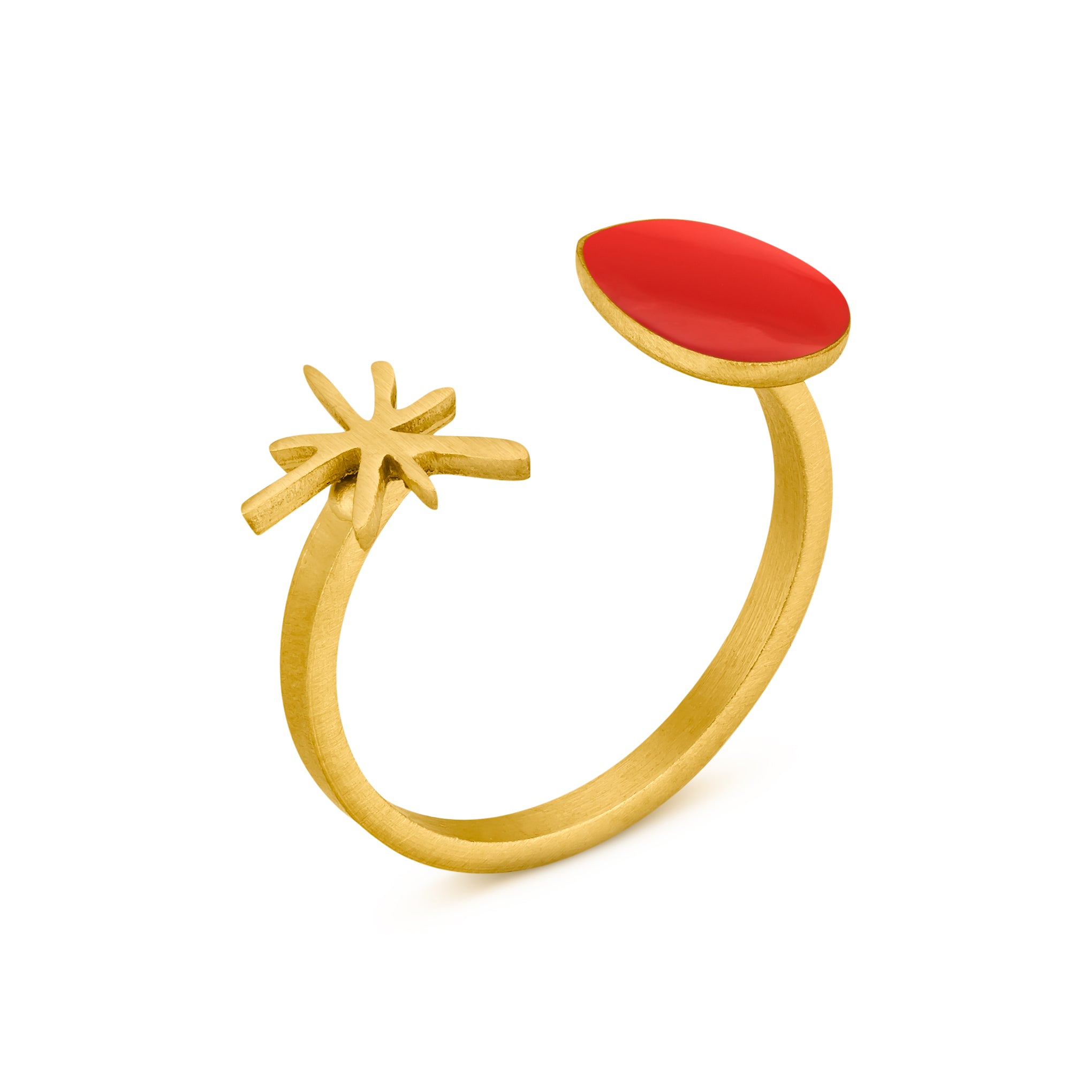 Joan Miró Gold-Plated Star & Dot Cuff Ring – Handcrafted Artisan Jewelry