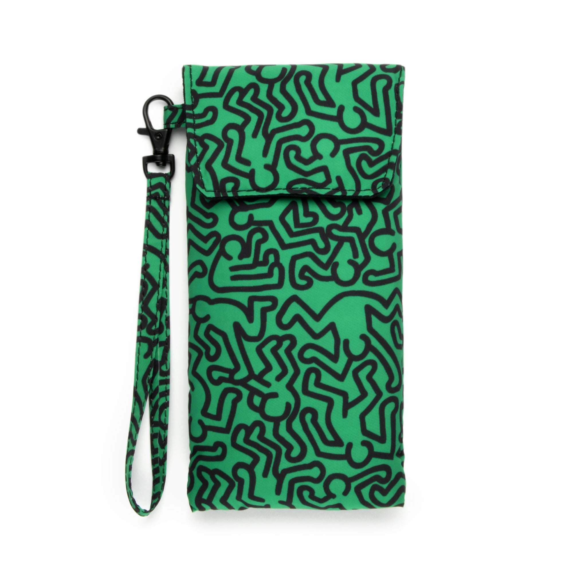 Keith Haring Insulated Glasses Case with Wrist Strap - Green/Black