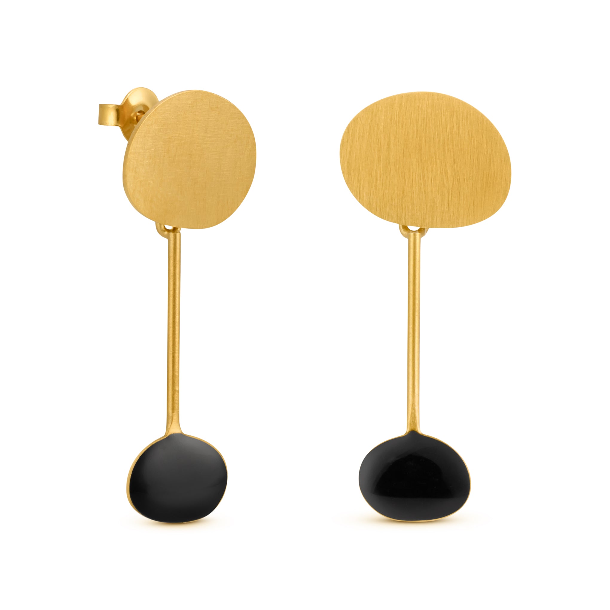 Joidart Joan Miró Gold-Plated Drop Earrings with Black Enamel