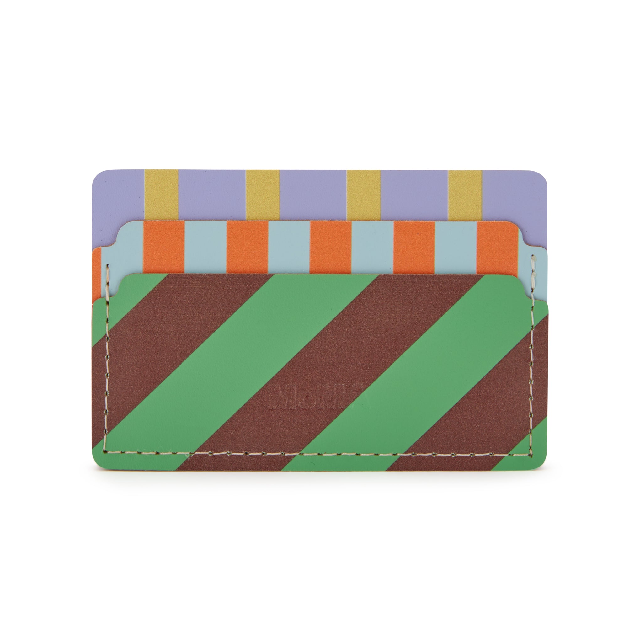 Dusen Dusen Recycled Leather Card Holder - Stripe Pattern Travel Essential