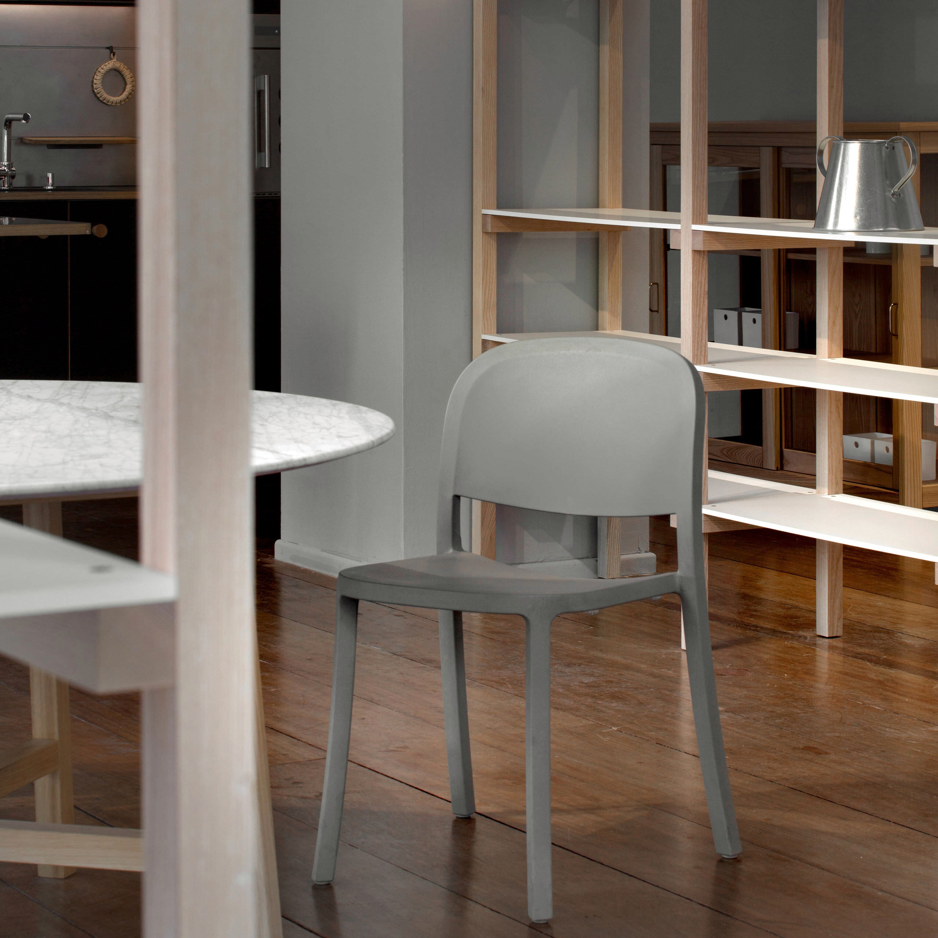 Emeco Reclaimed Stacking Chair - Light Grey Eco-Friendly Design