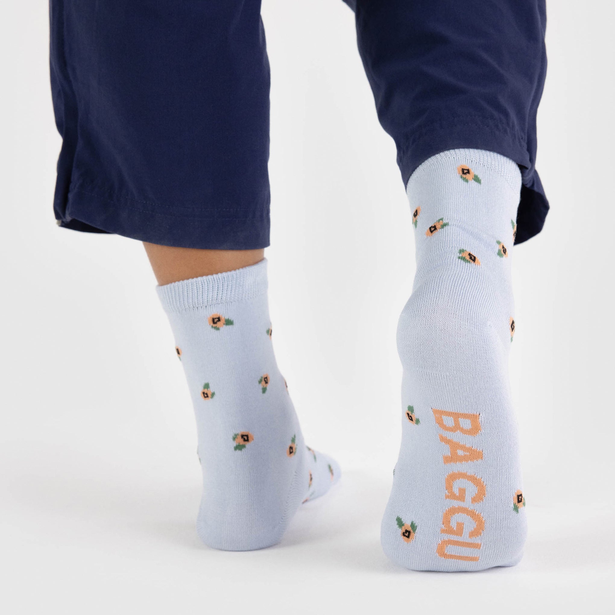 Baggu Blue Rosette Bamboo Crew Socks for Women & Men