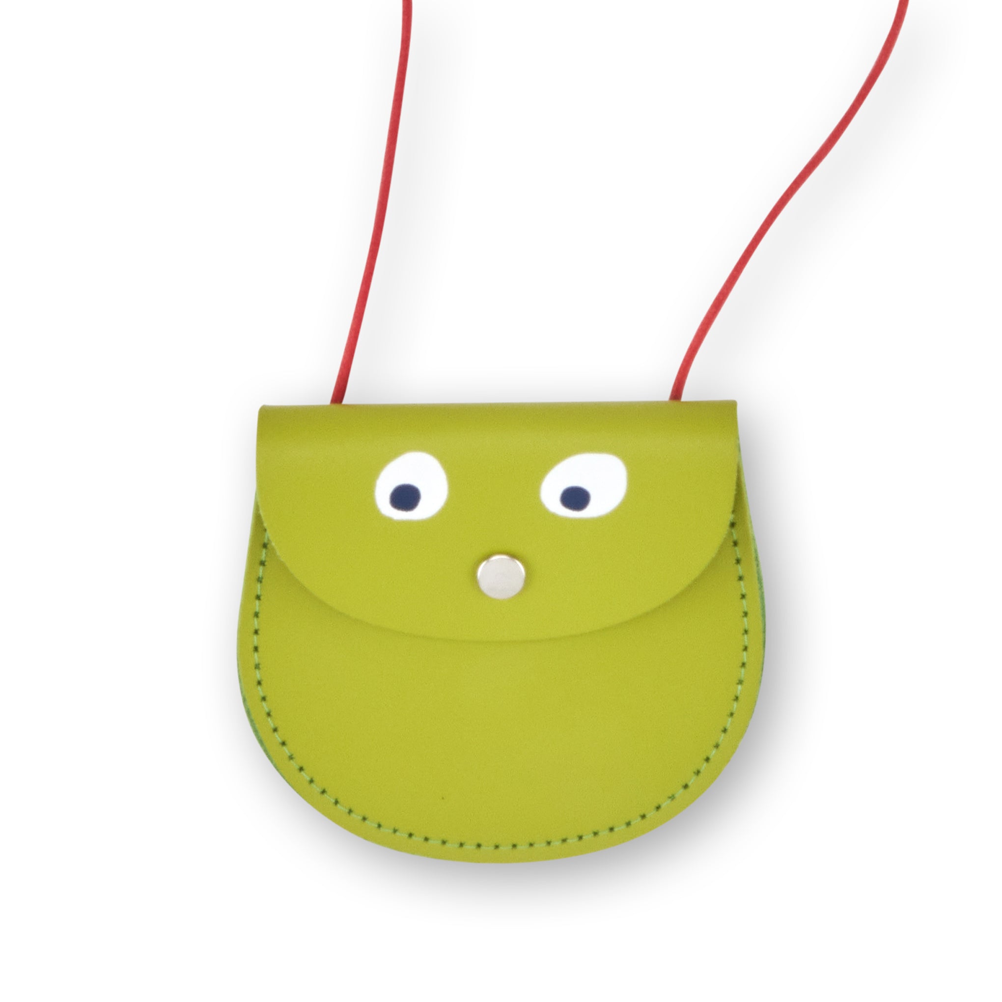 Lime Googly Eye Leather Money Purse - Handmade in Scotland