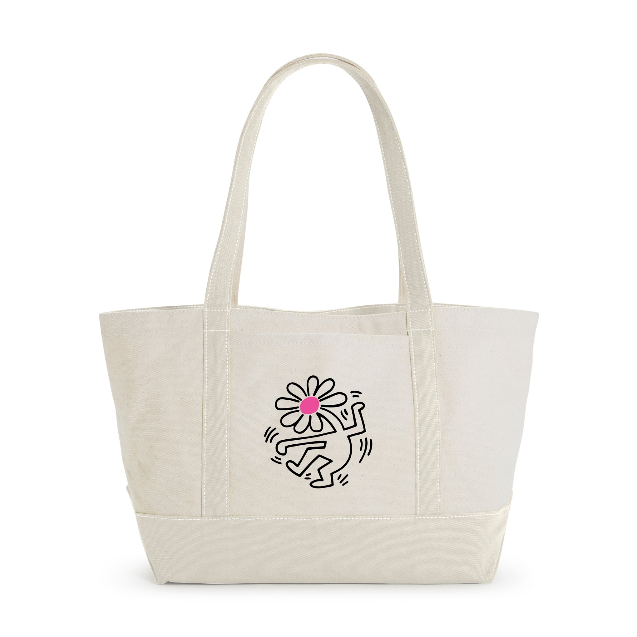 Keith Haring Recycled Canvas Tote Bag with Flower Design