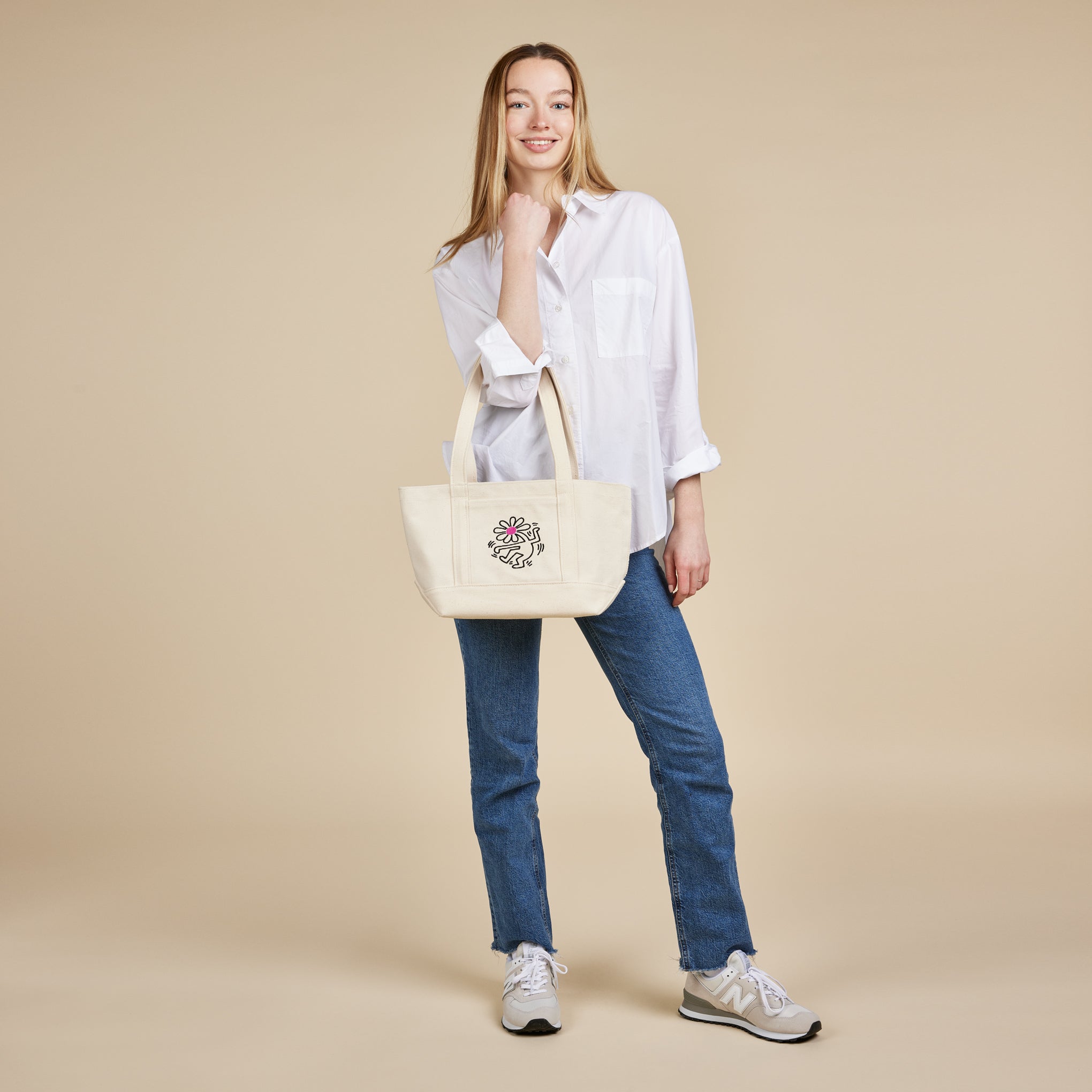 Keith Haring Recycled Canvas Tote Bag with Flower Design