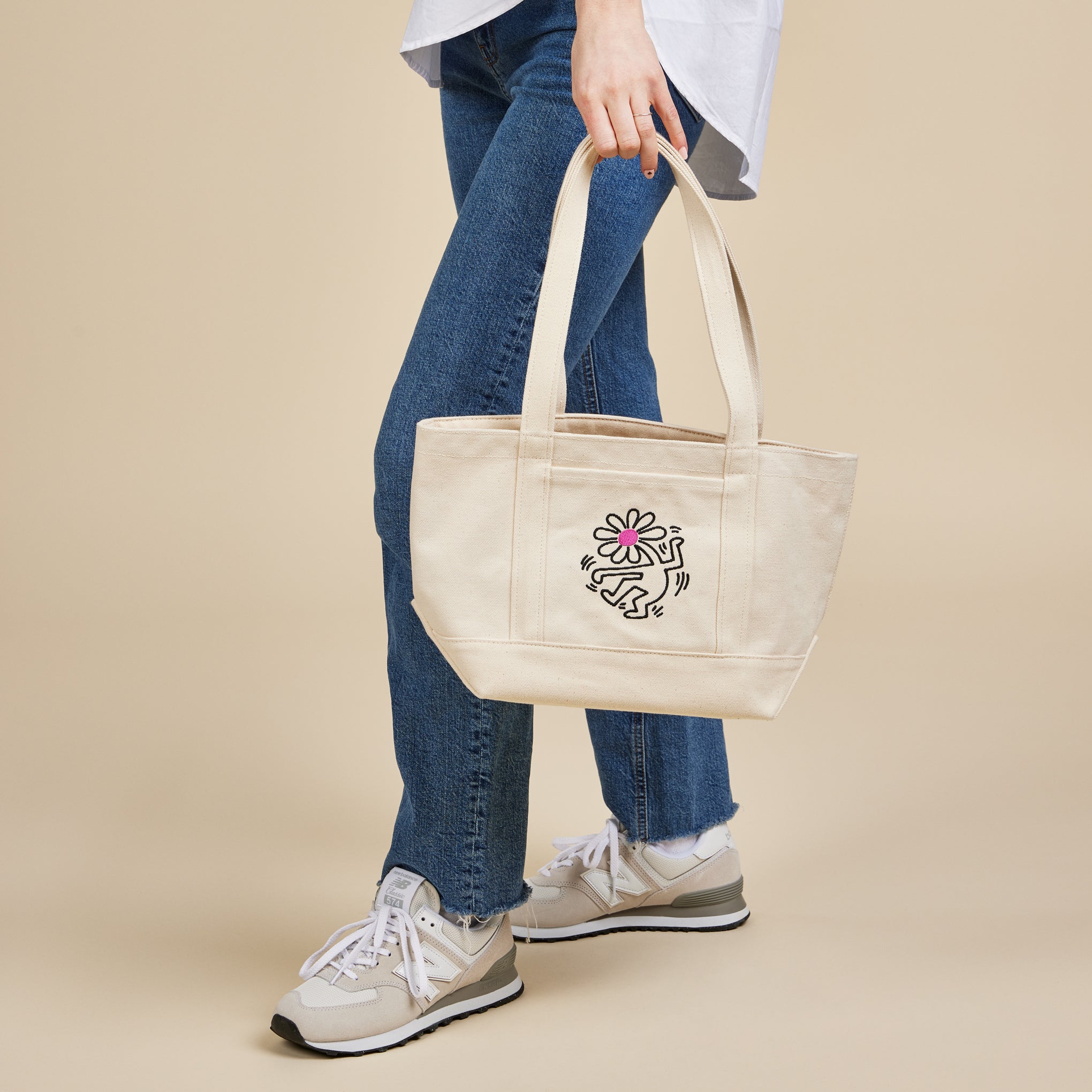 Keith Haring Recycled Canvas Tote Bag with Flower Design