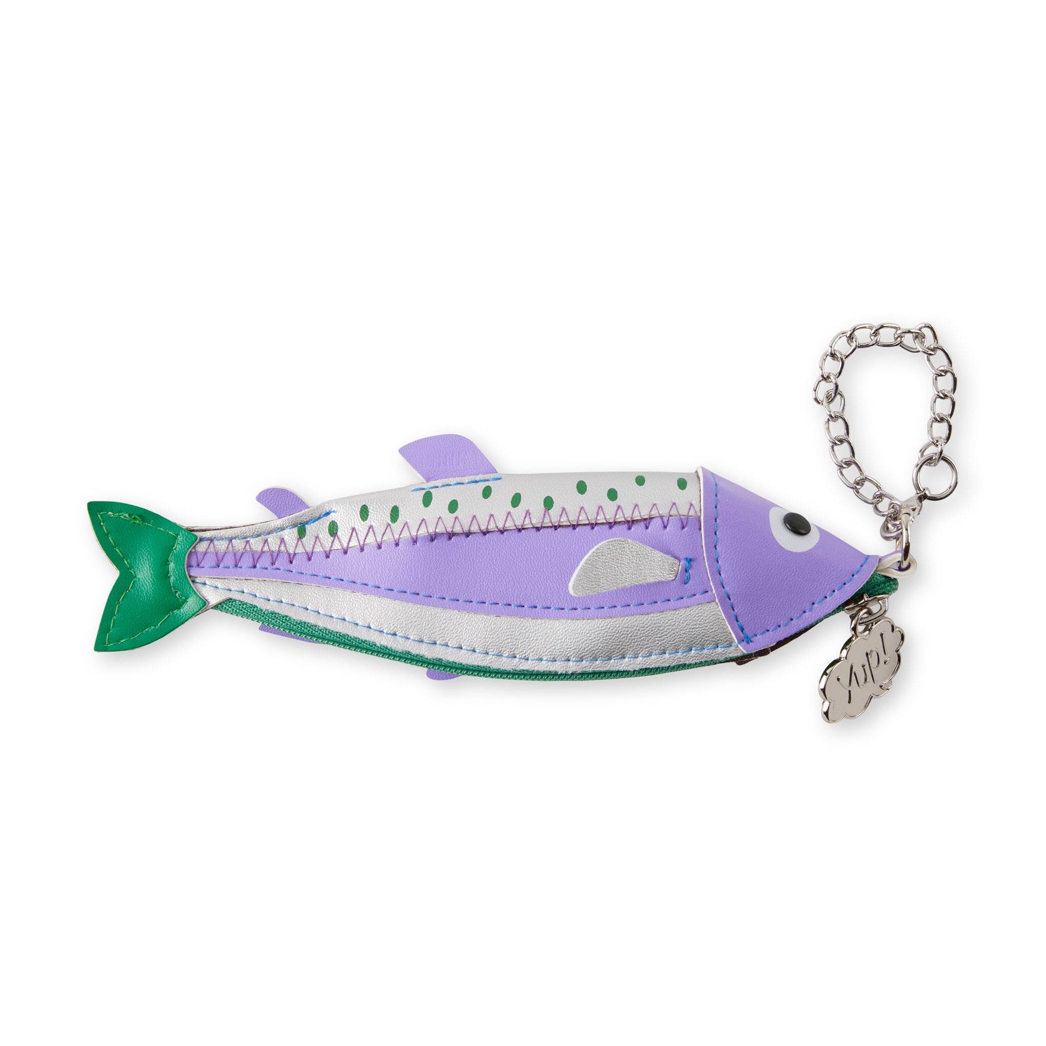 Marushin Fish Shaped Zip Pouch - Purple Polyester Keyring Wallet