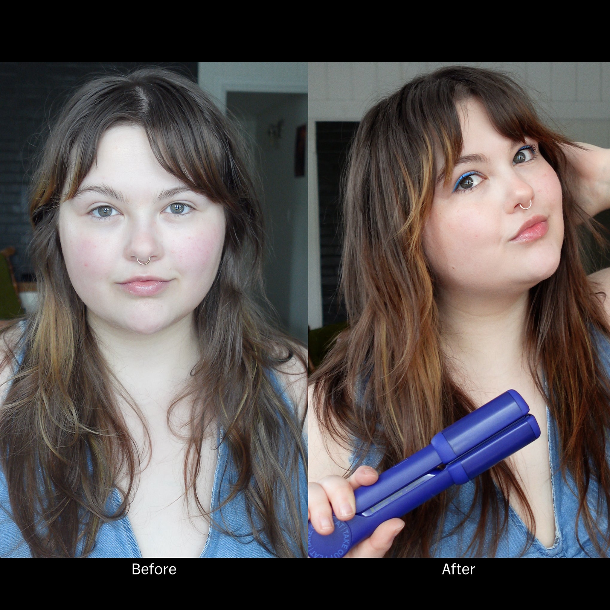 Wireless Ceramic Hair Styler - Compact Travel-Friendly Navy
