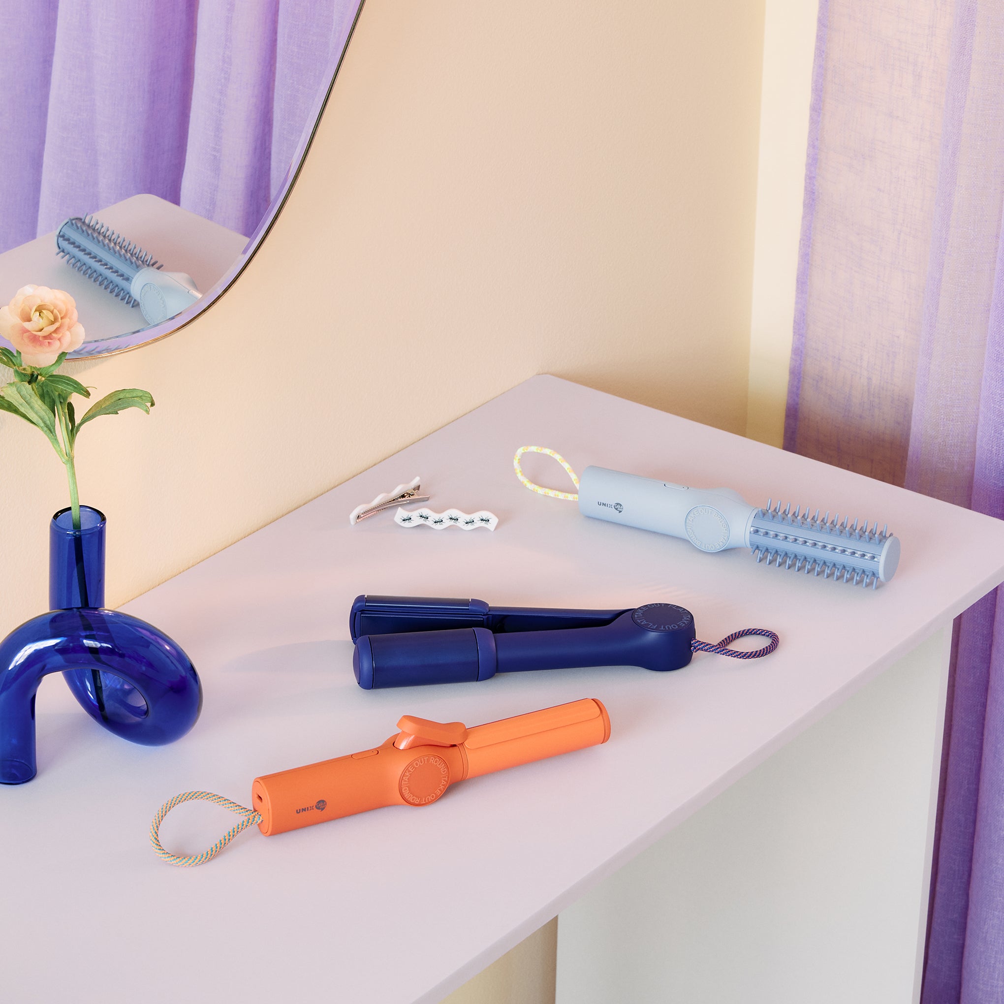 Wireless Ceramic Hair Styler - Compact & Travel-Friendly Periwinkle