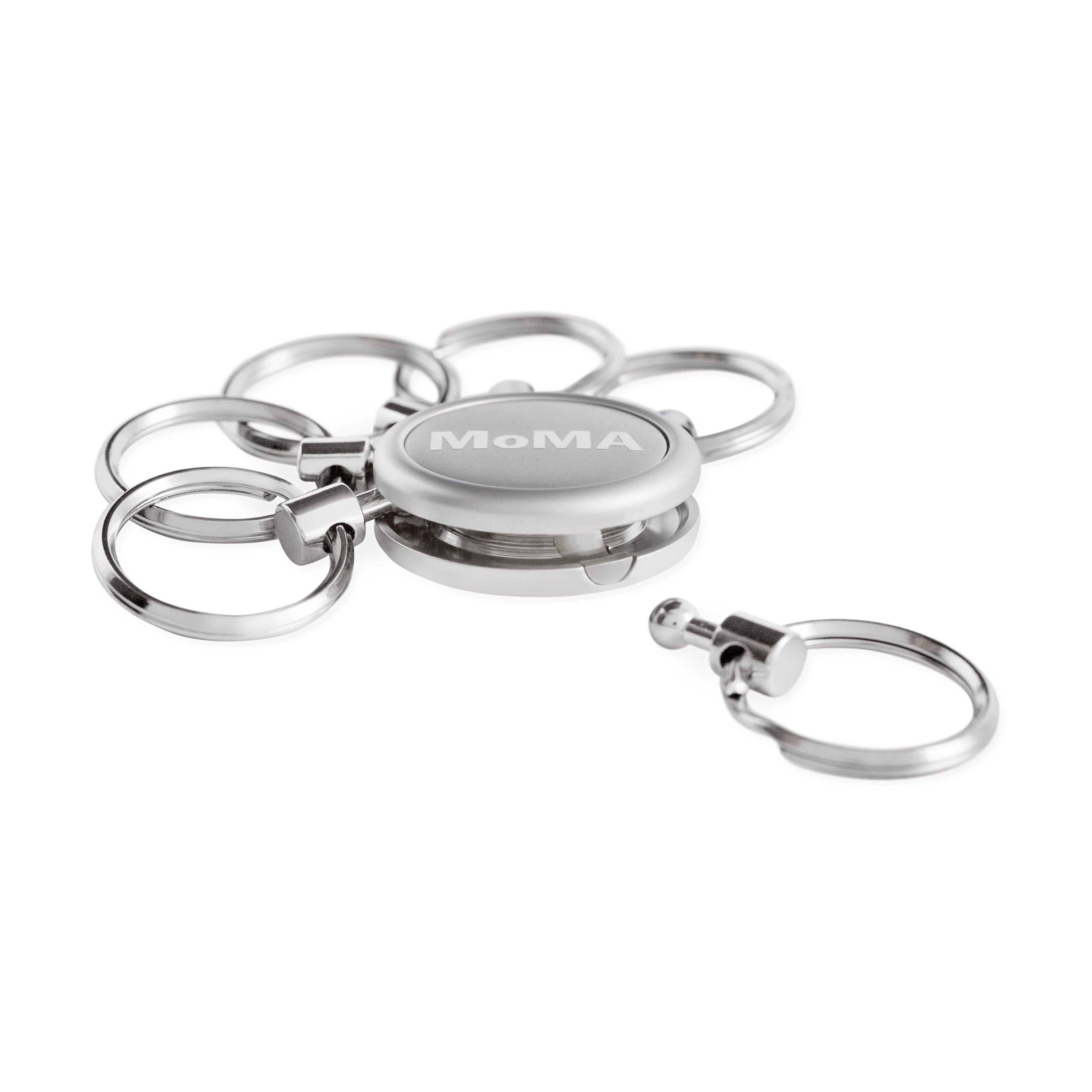 MoMA 6-Key Organizer with Push-Button Release – Matte Silver