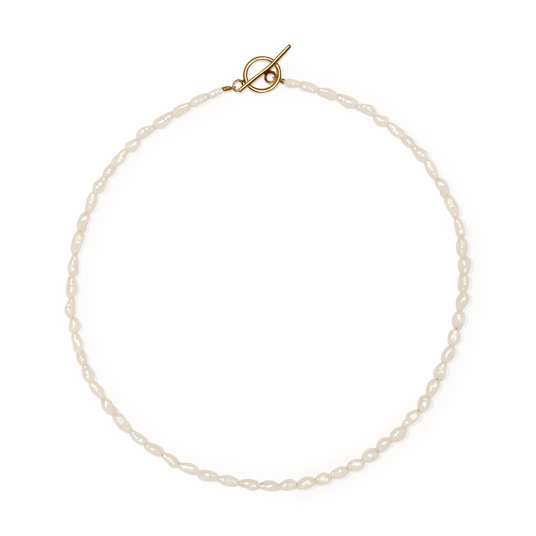 Yam Handcrafted Japanese Rice Pearl Choker Necklace – 16" Vintage Style
