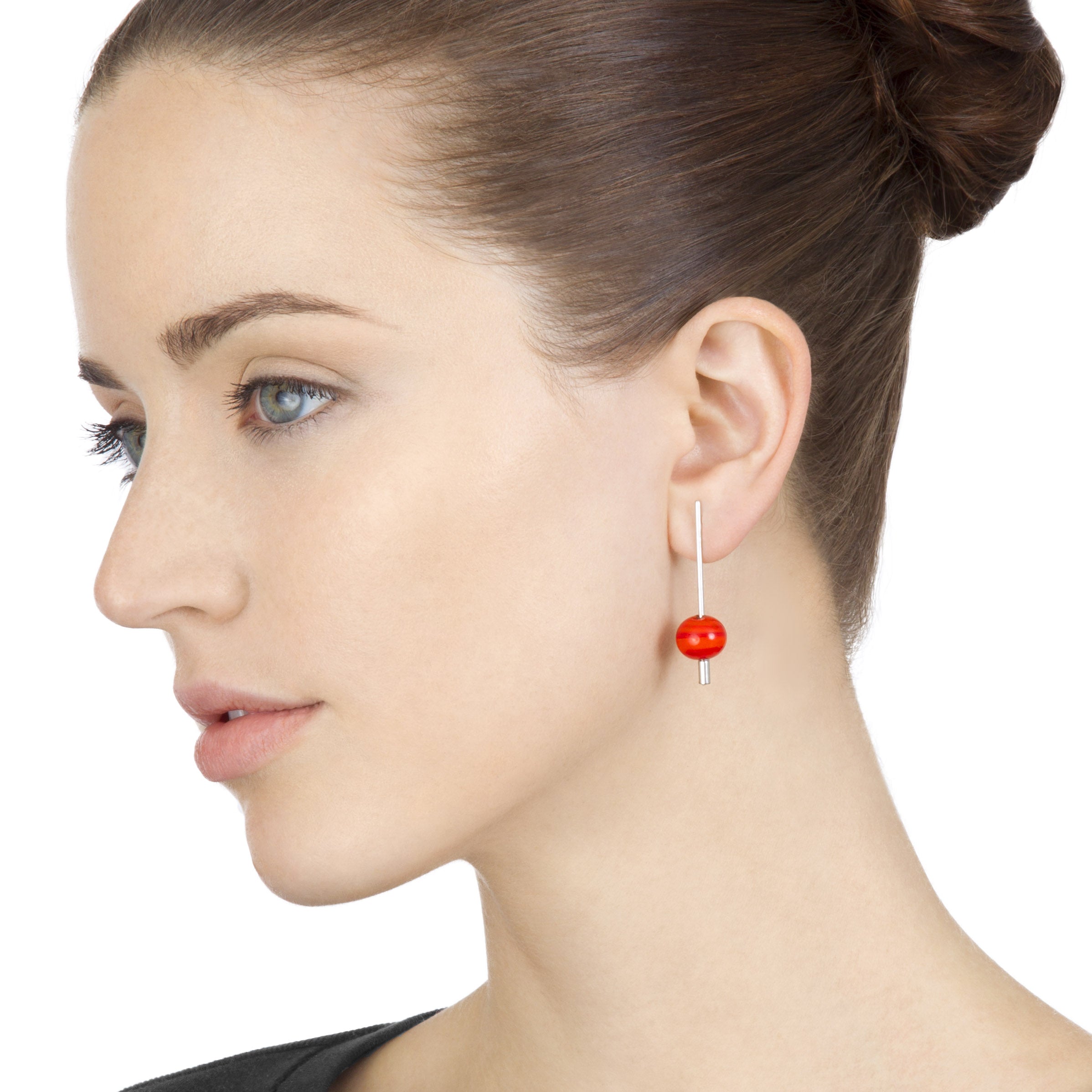 Murano Glass Earrings - Handcrafted Red Sphere Paletto Design