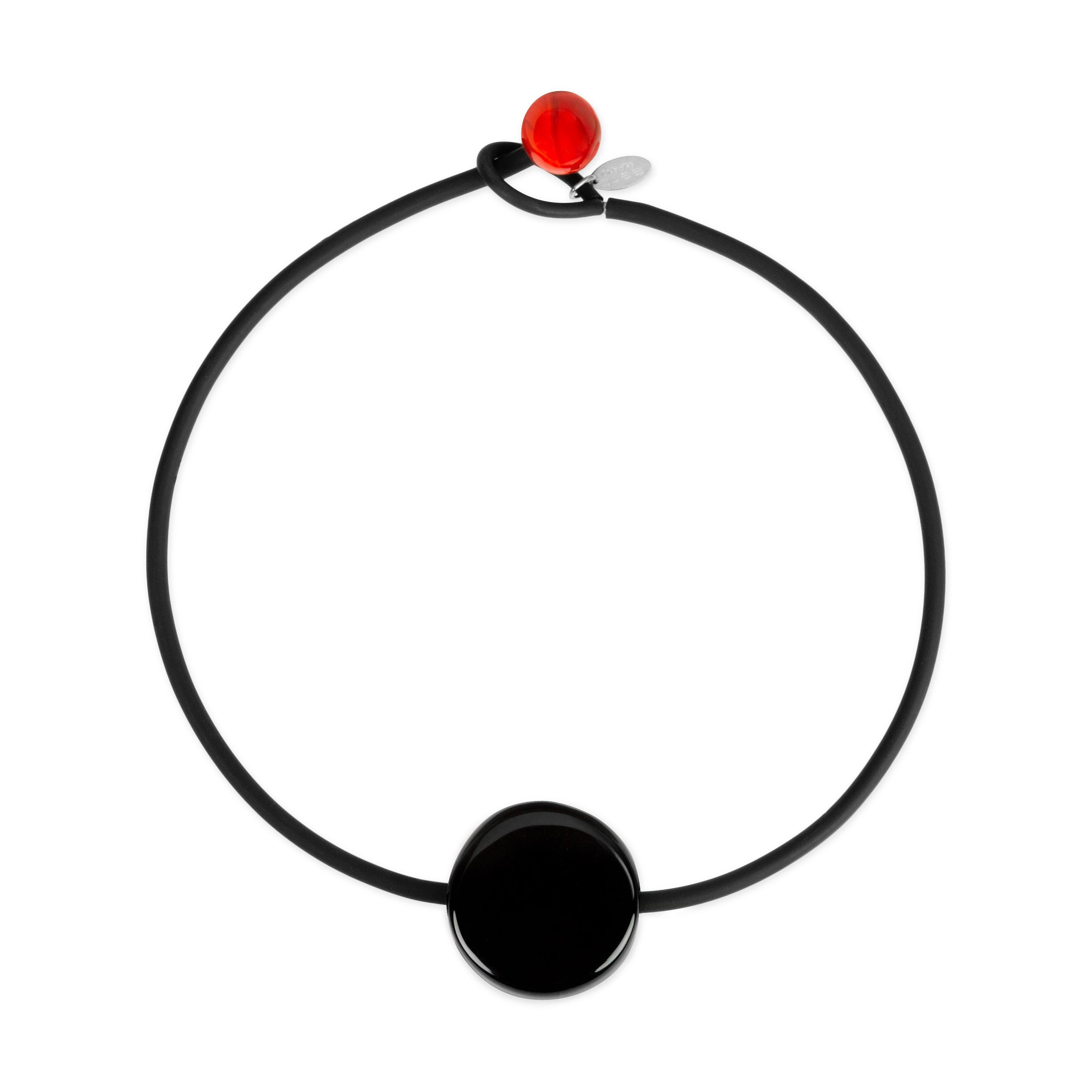 Murano Glass Bonbon Necklace - Handcrafted Red & Black Bead