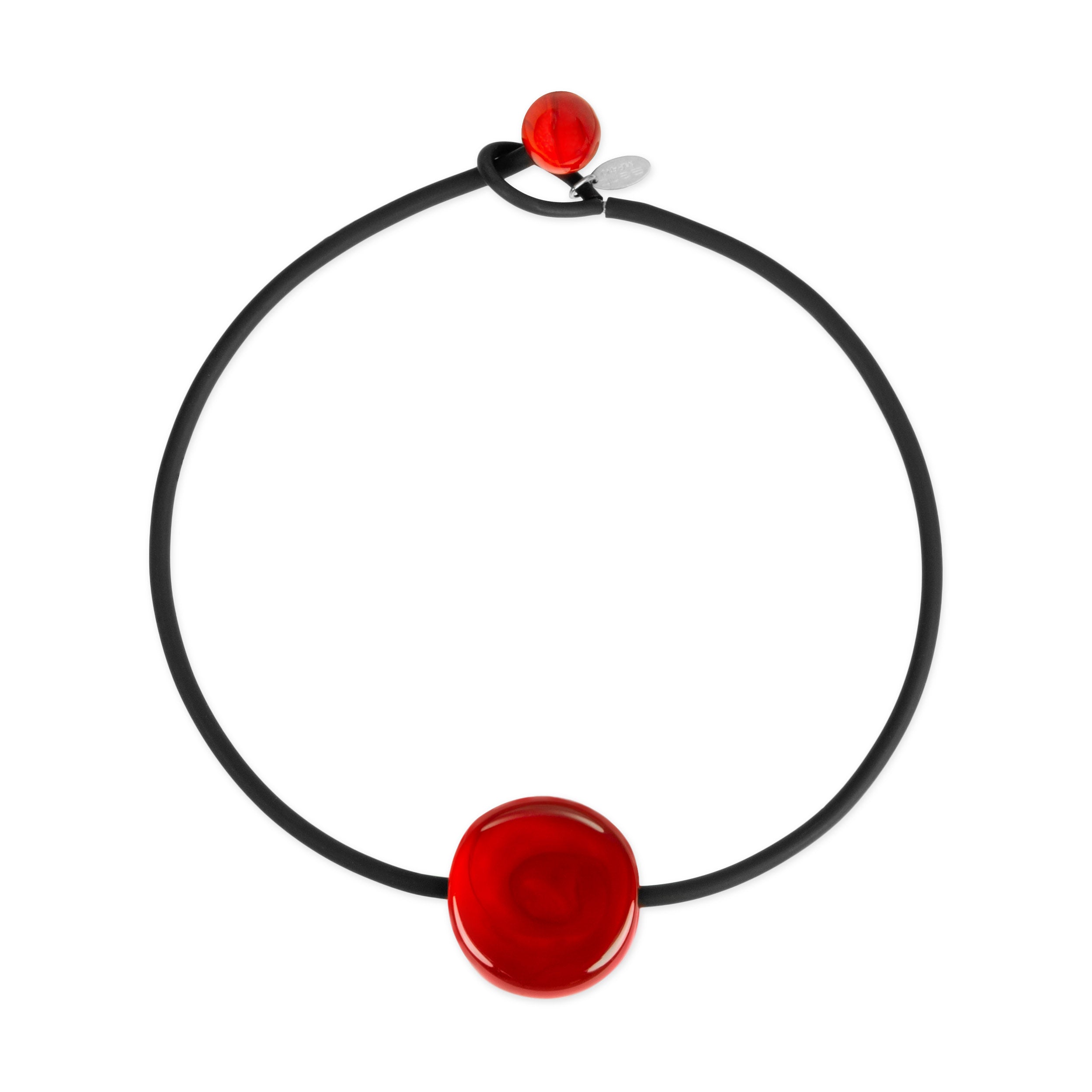 Murano Glass Bonbon Necklace - Handcrafted Red & Black Bead