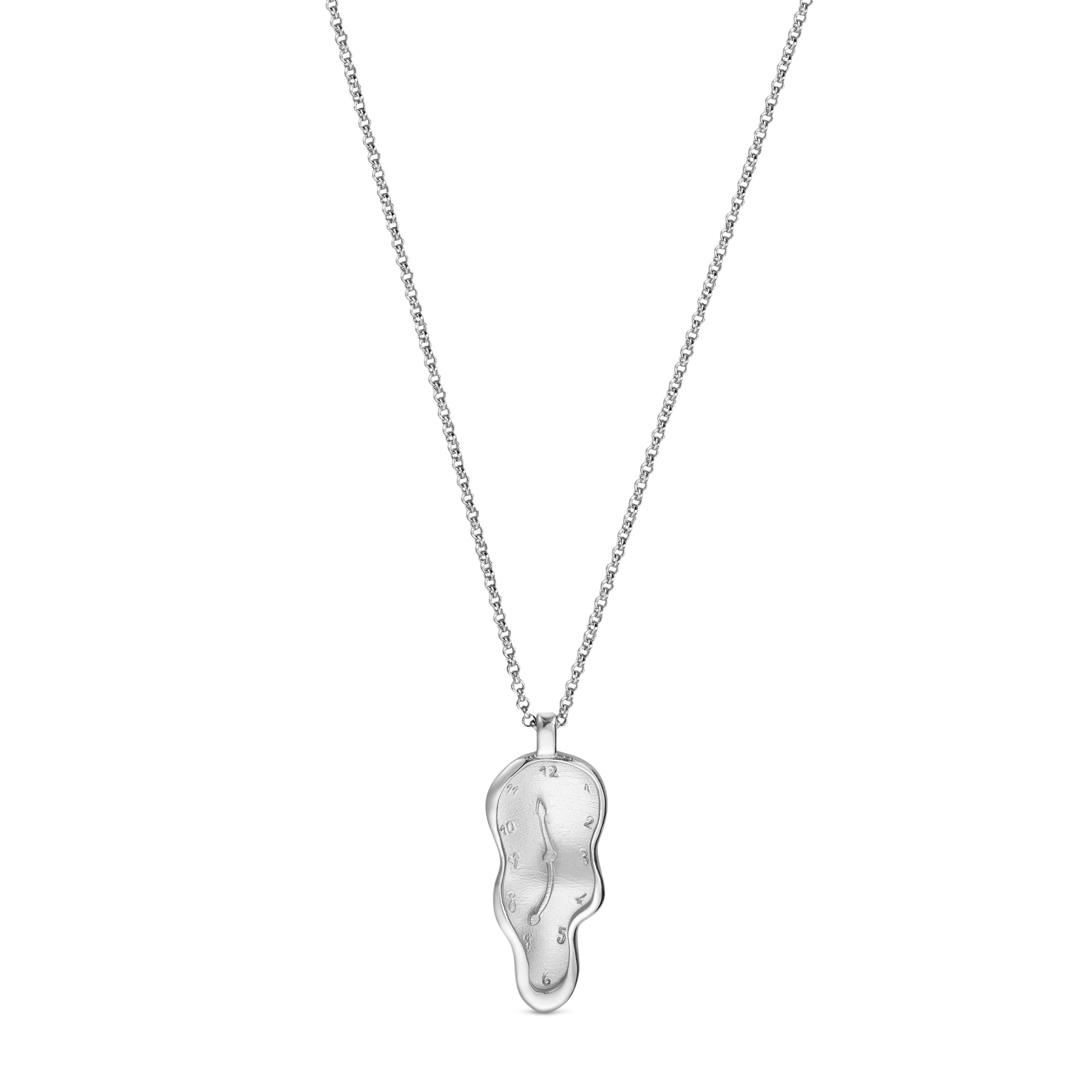 Salvador Dalí Melting Clock Silver Necklace - Joidart Surrealist Jewelry