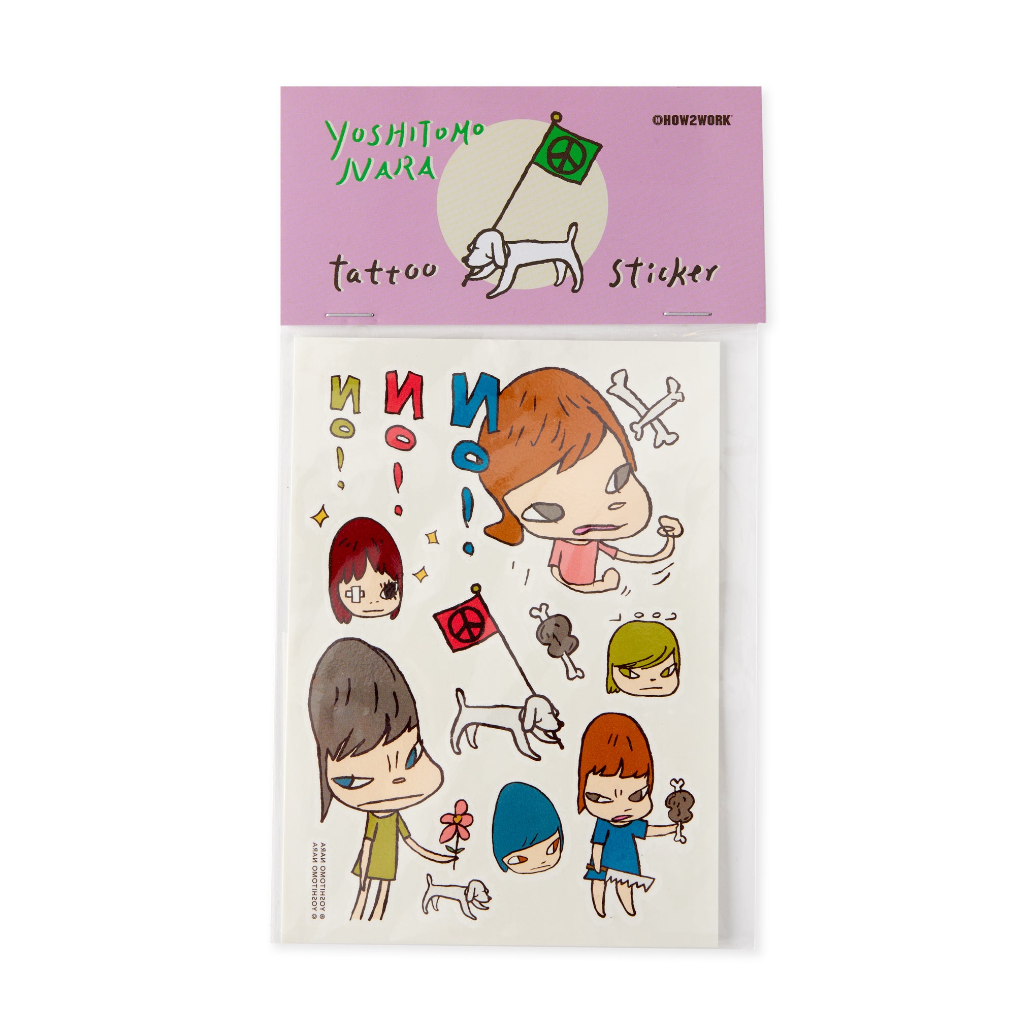 Yoshitomo Nara Art Temporary Tattoos - Purple Japanese Designs