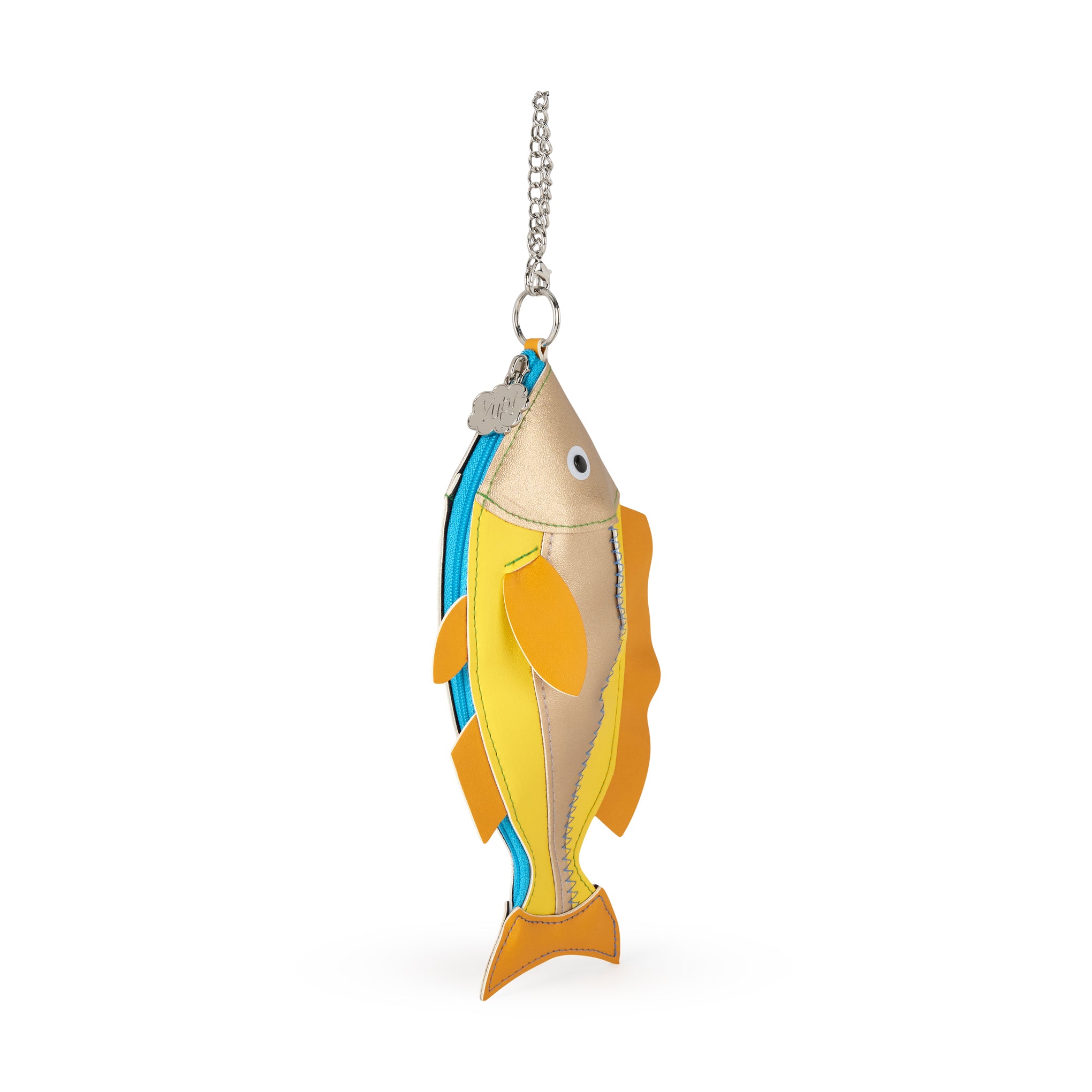 Marushin Yellow Fish Zipper Pouch with Keyring - Fun Japanese Design