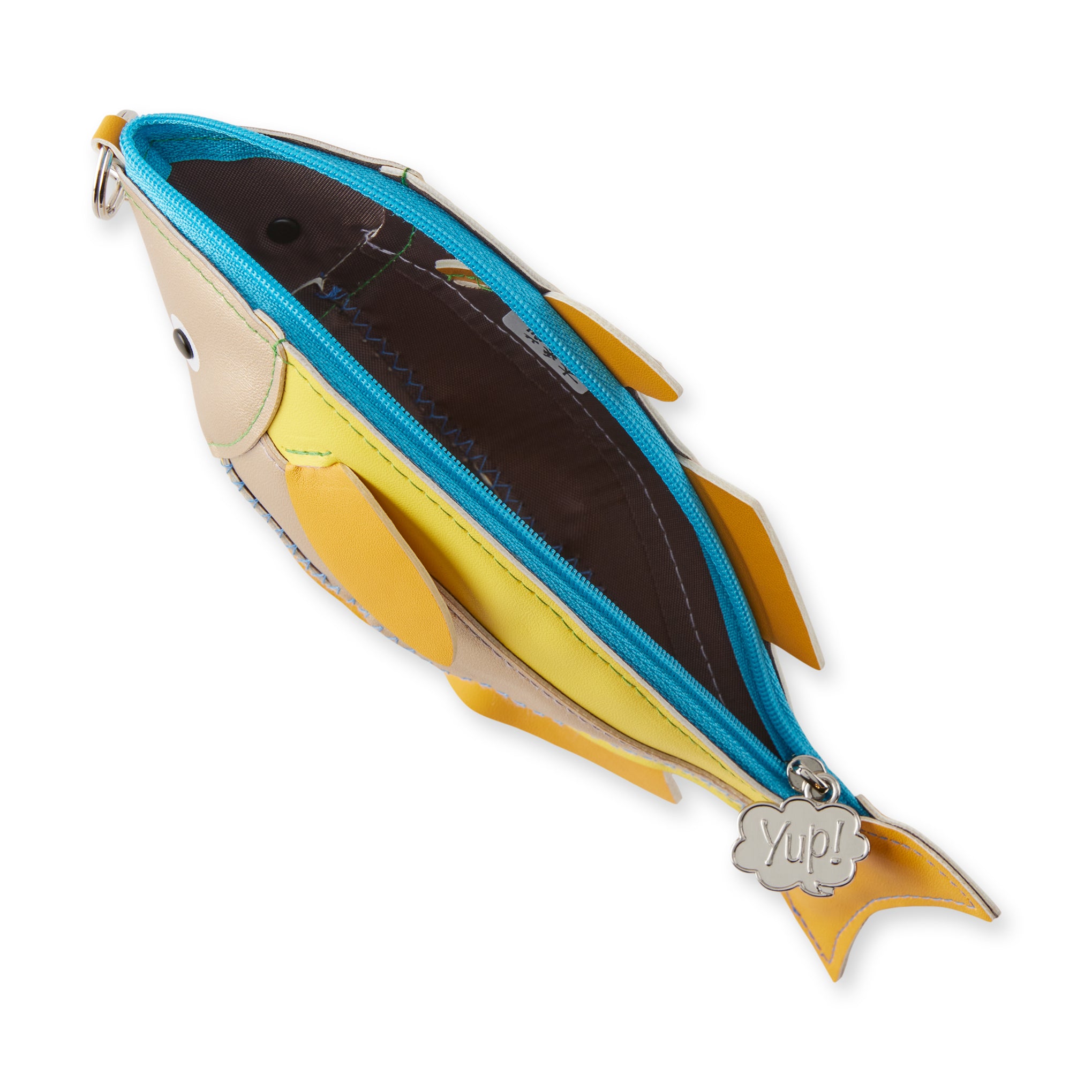 Marushin Yellow Fish Zipper Pouch with Keyring - Fun Japanese Design