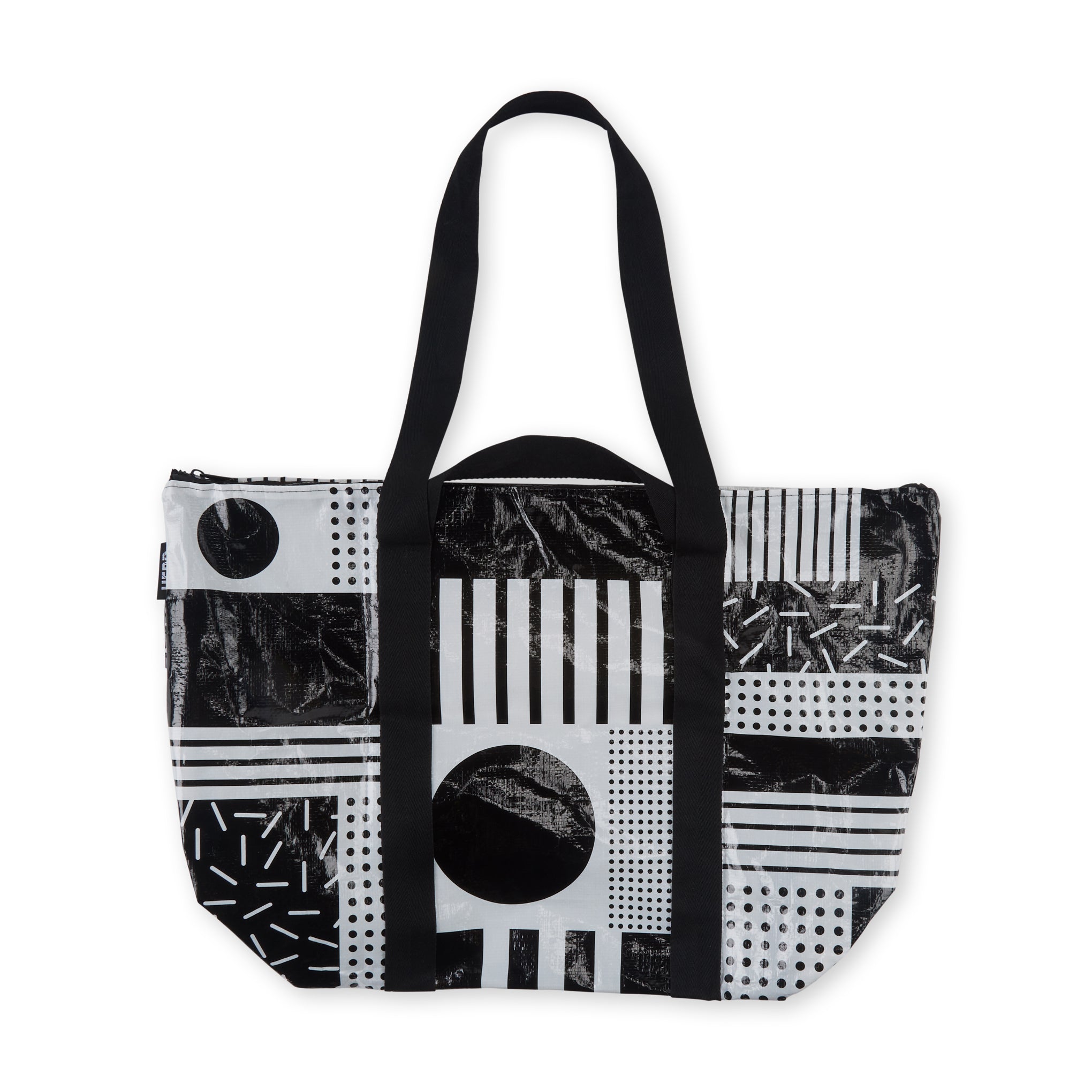 Herd Recycled Plastic Zipper Tote Bag - Eco-Friendly Black & White