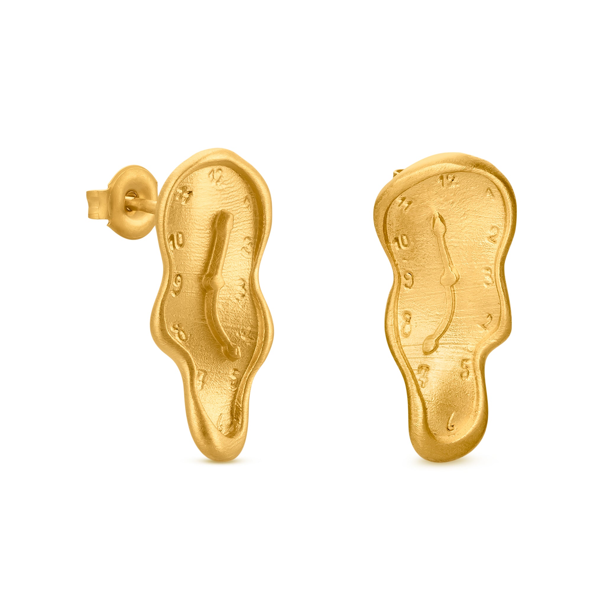 Salvador Dalí Gold-Plated Melting Clock Earrings - Surrealist Jewelry