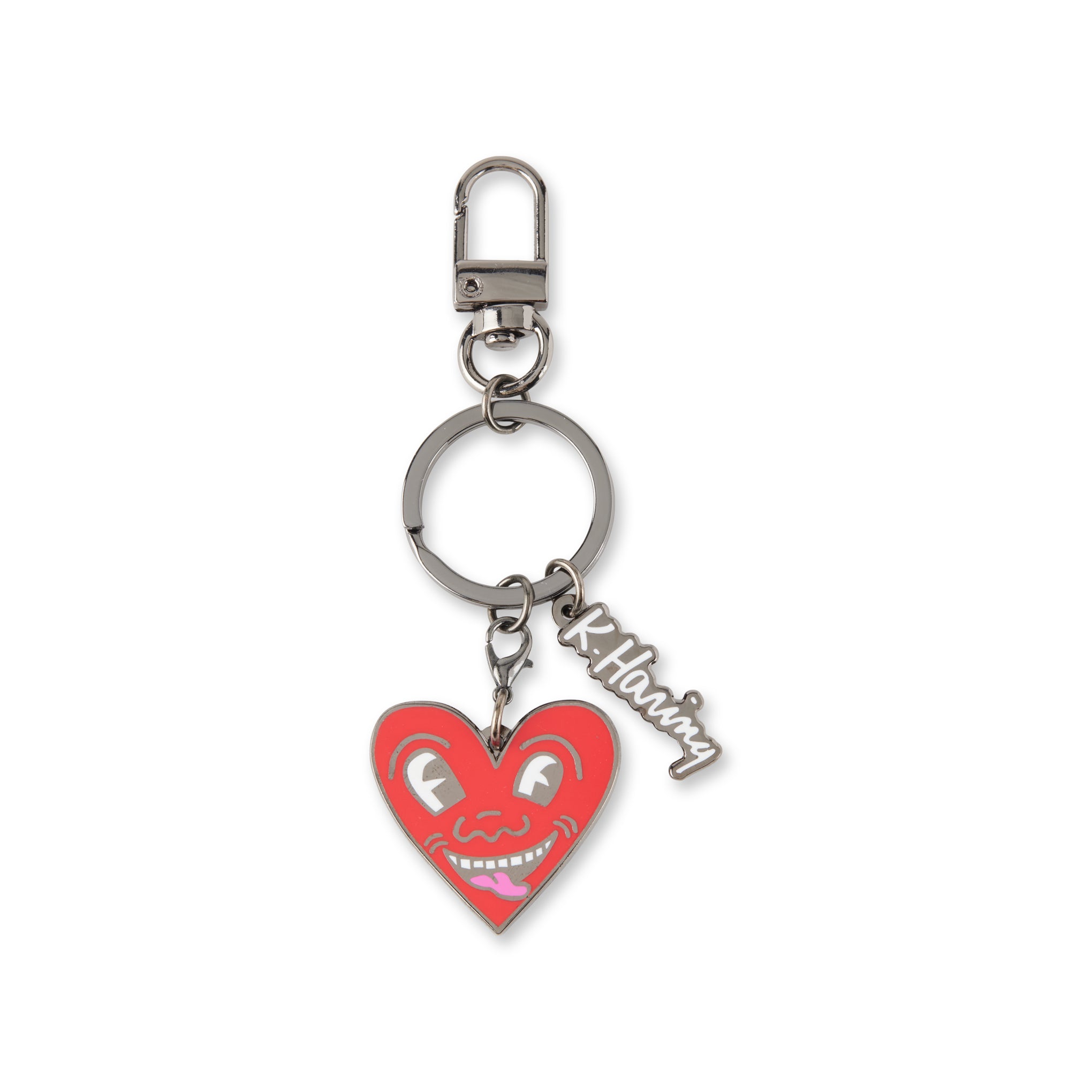 Keith Haring Heart Keyring - Brass & Enamel Art Keychain