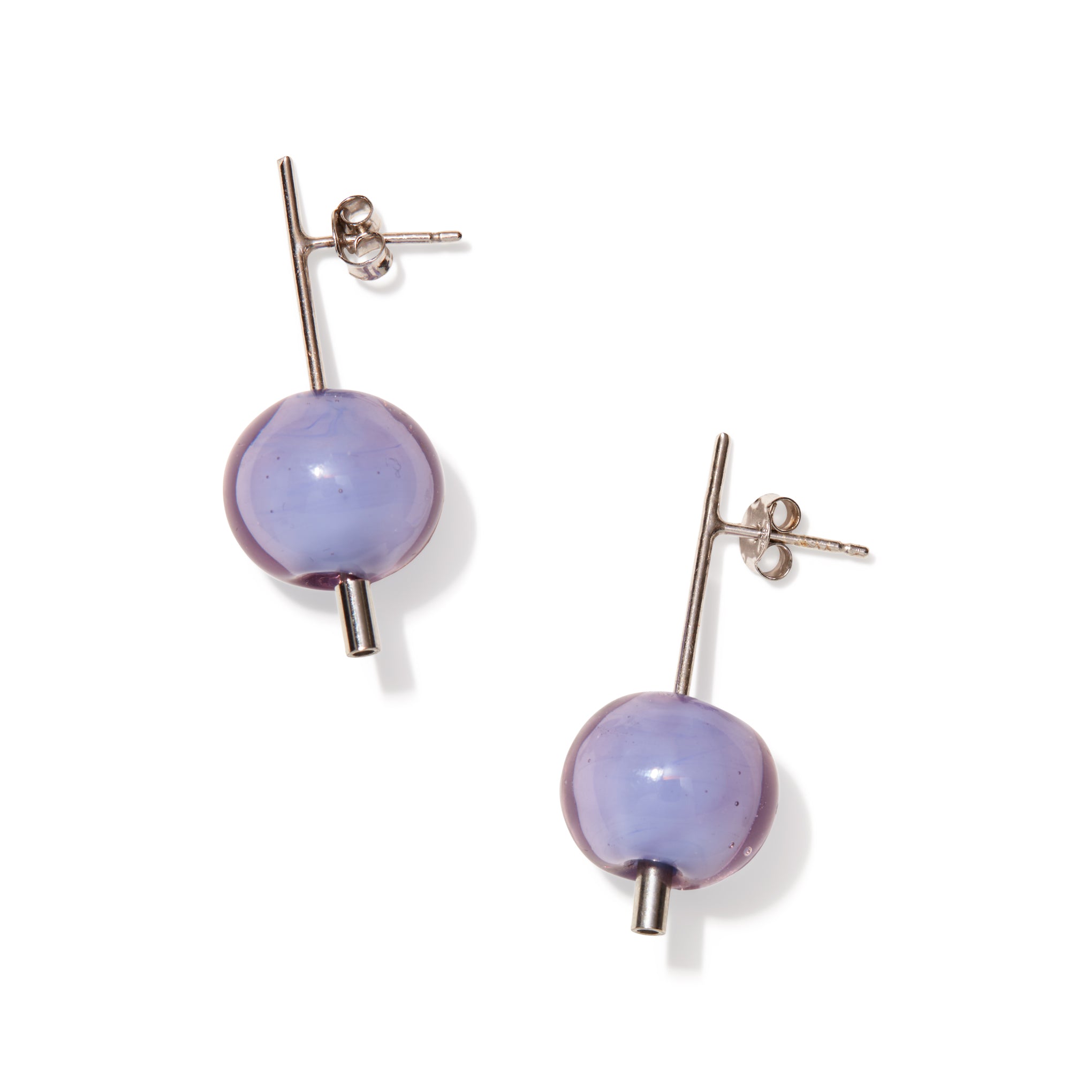 Murano Glass Earrings - Paletto Purple Sphere Dangle Earrings