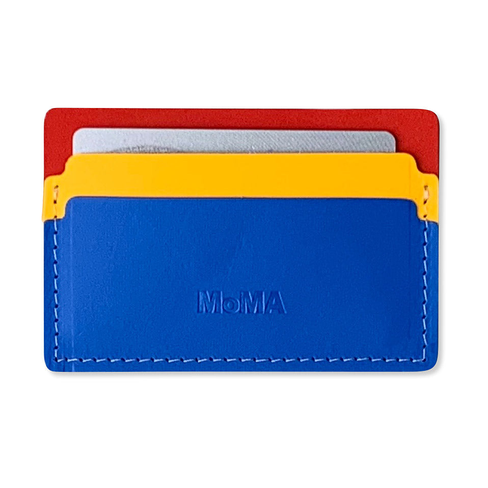 Recycled Leather Cardholder - Eco-Friendly Slim Wallet in Blue or Red