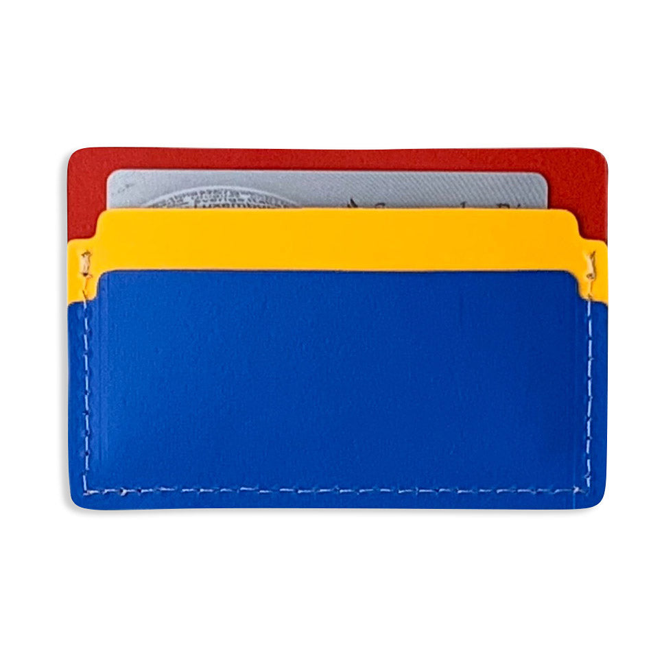 Recycled Leather Cardholder - Eco-Friendly Slim Wallet in Blue or Red
