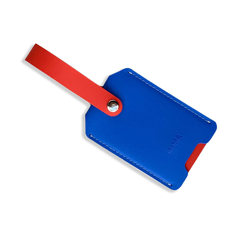 Eco-Friendly Recycled Leather Luggage Tag - Red/Blue