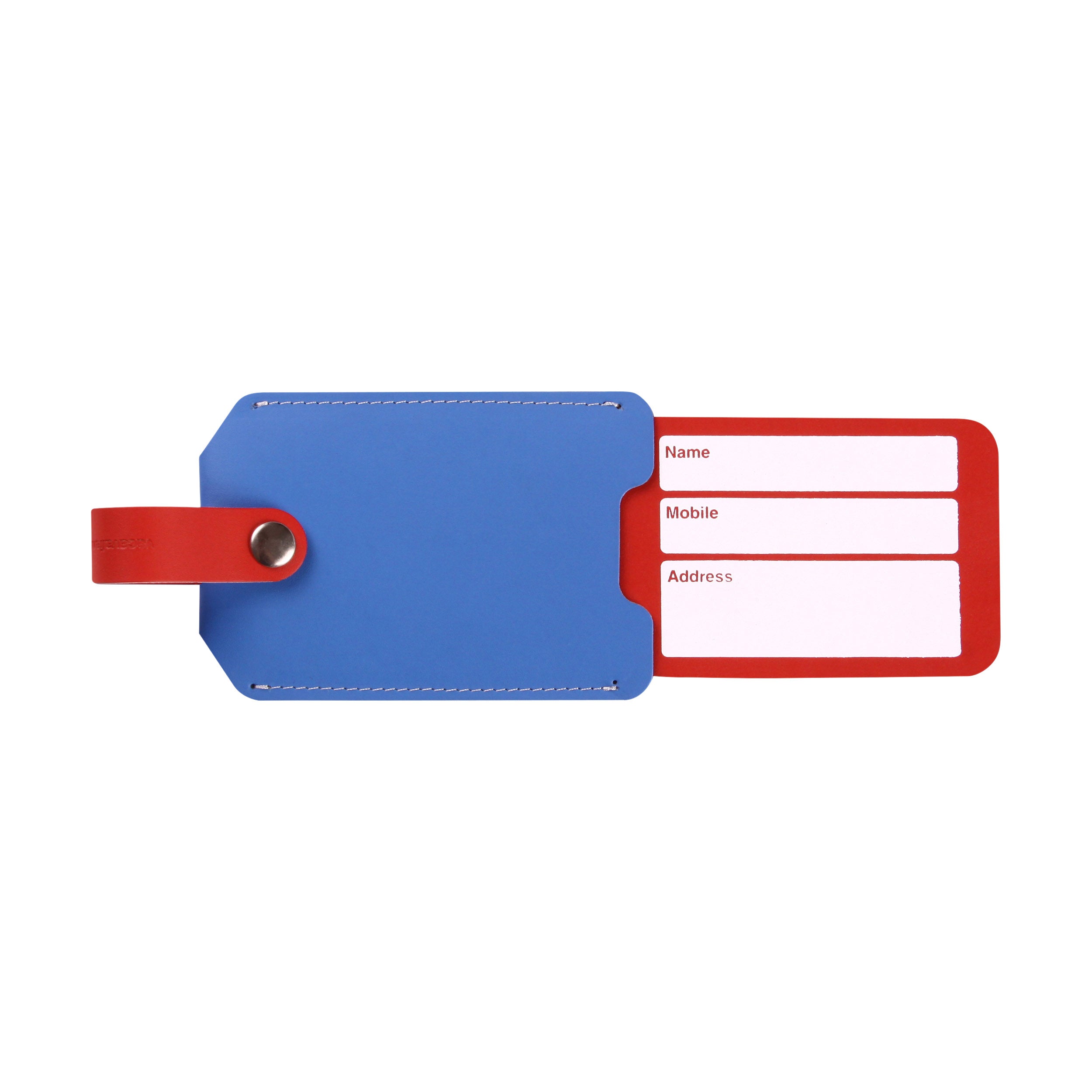 Eco-Friendly Recycled Leather Luggage Tag - Red/Blue
