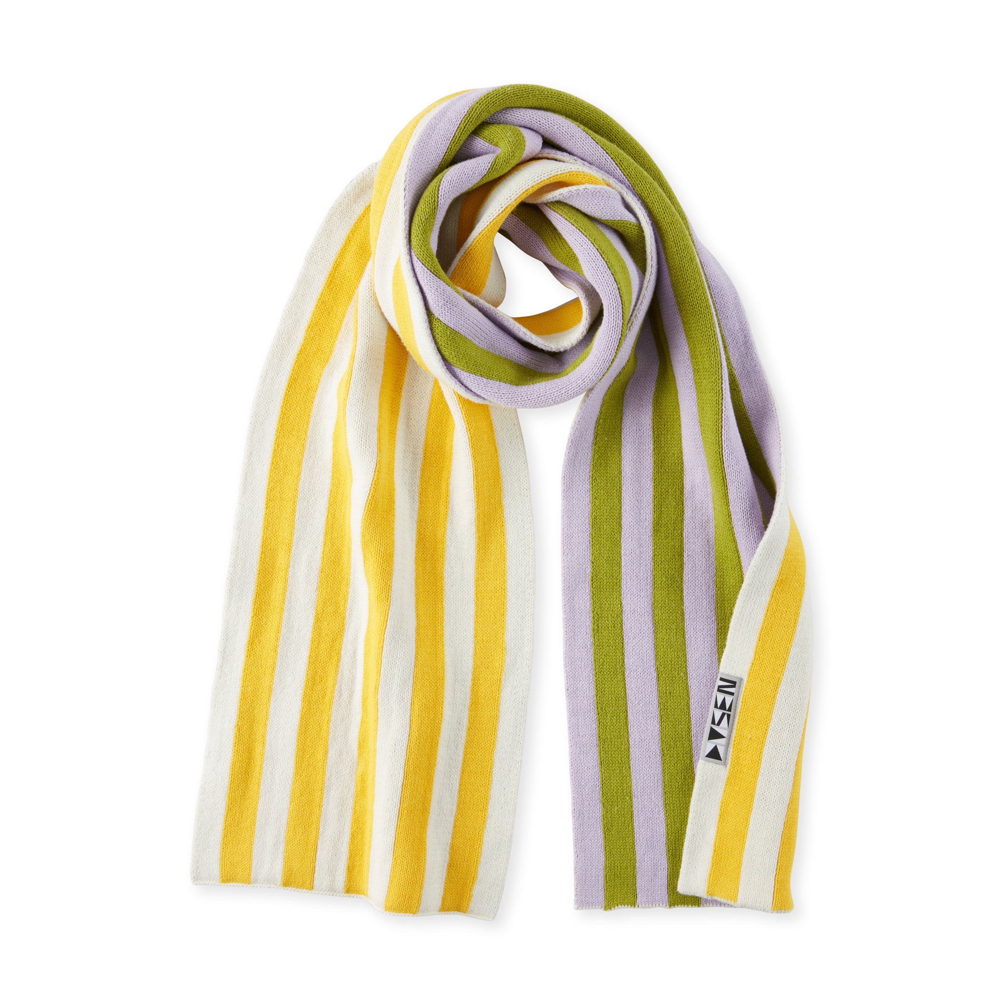 Dusen Dusen Reversible Cotton Striped Scarf - Purple & Yellow