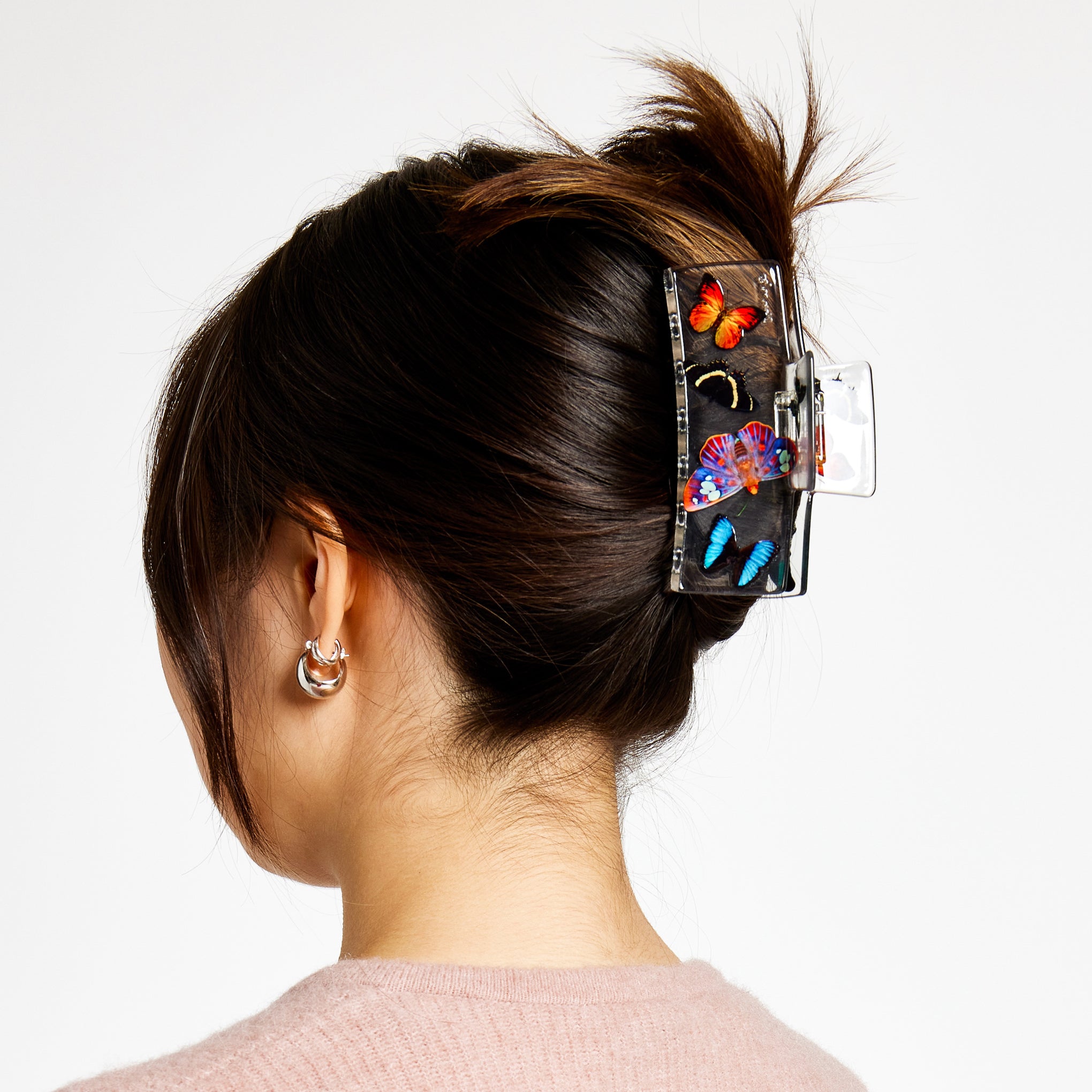 Chunks Butterfly Claw Hair Clip - Clear Bio-Plastic with Floating Butterflies