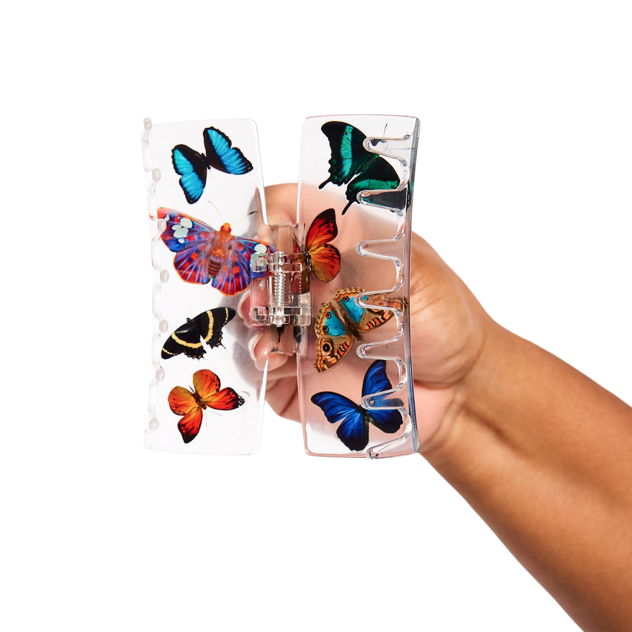 Chunks Butterfly Claw Hair Clip - Clear Bio-Plastic with Floating Butterflies