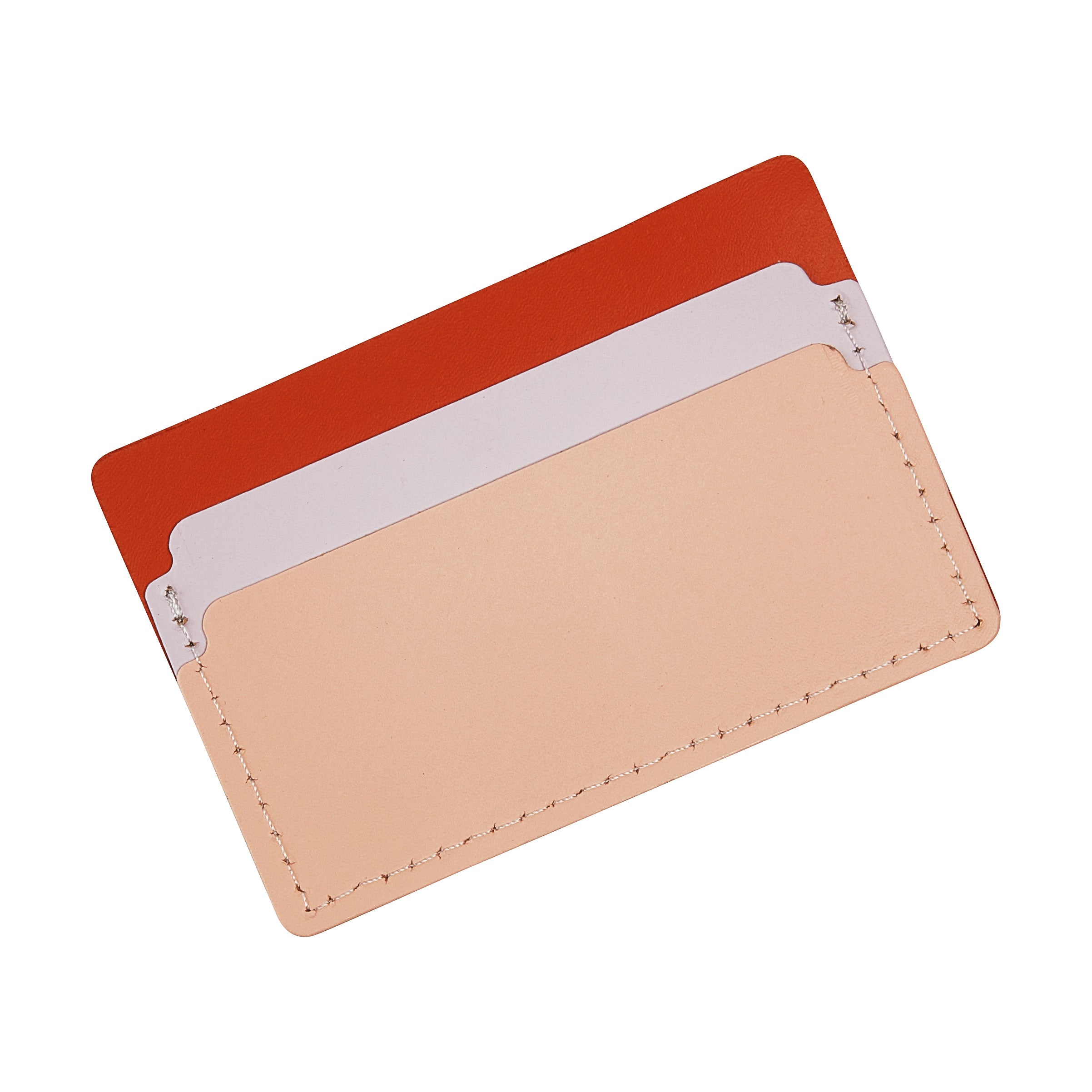 Recycled Leather Cardholder - Eco-Friendly Rust & Pink Wallet