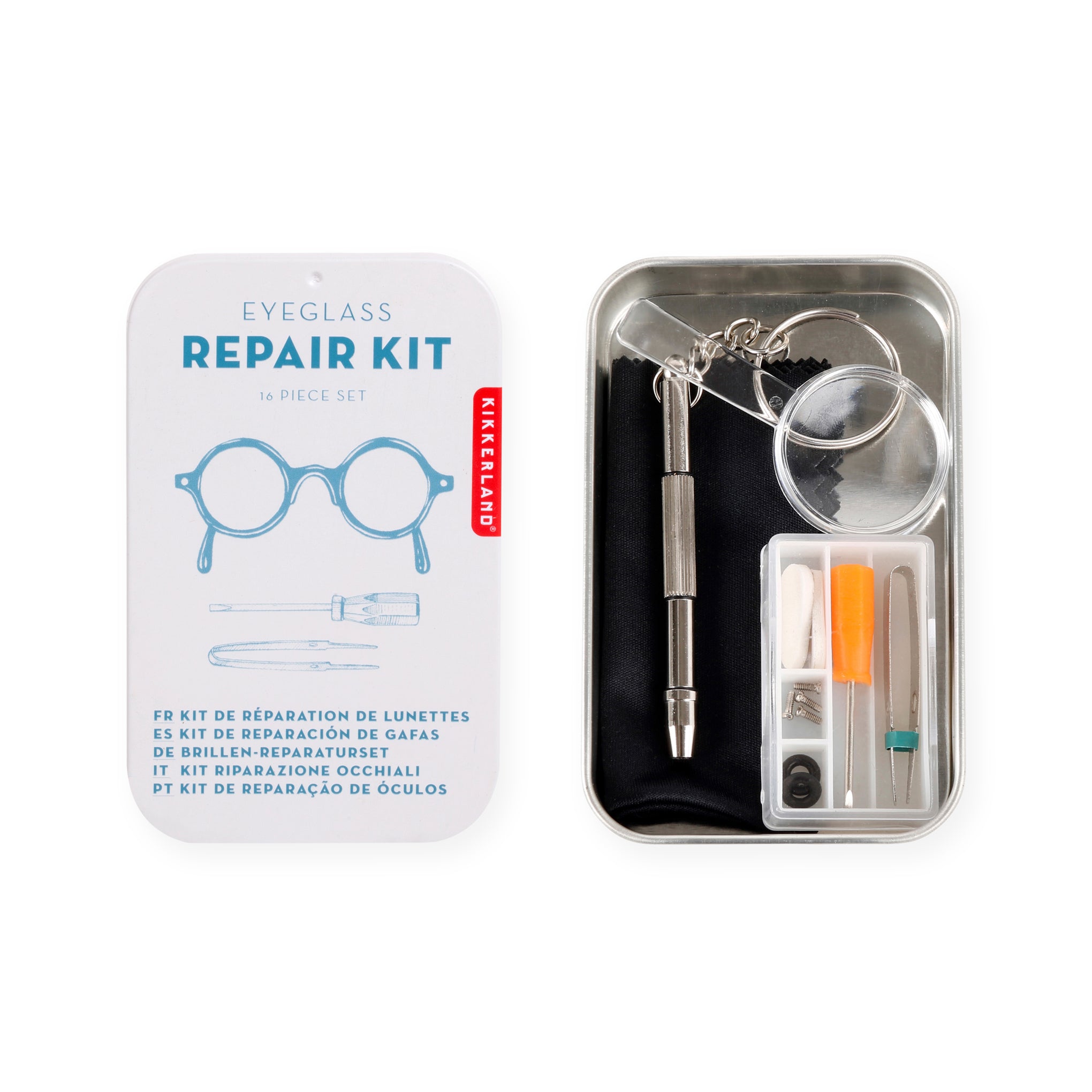 Eyeglass Repair Kit with Screwdrivers, Nose Pads & Microfiber Cloth