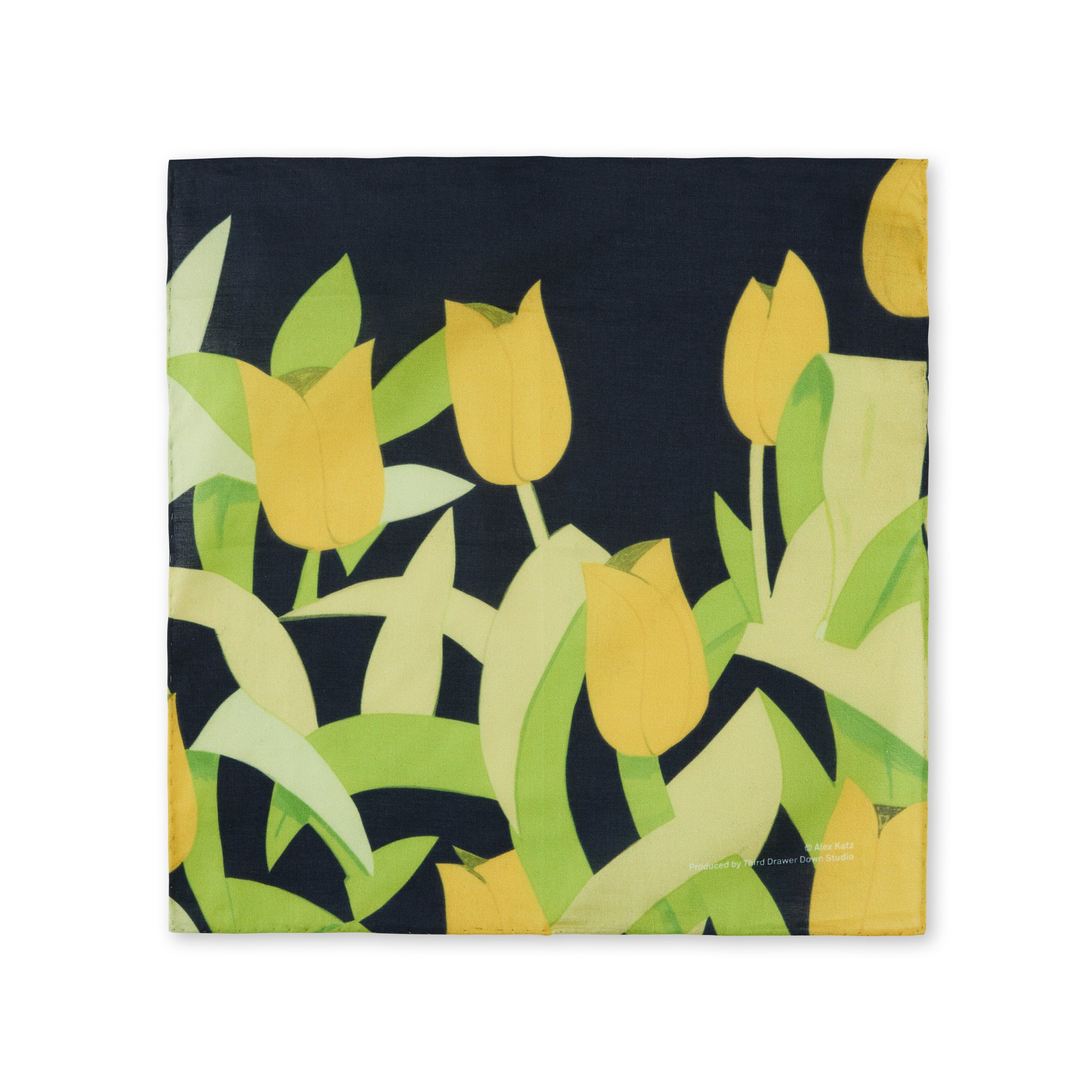 Alex Katz Yellow Tulips Cotton Pocket Square Handkerchief