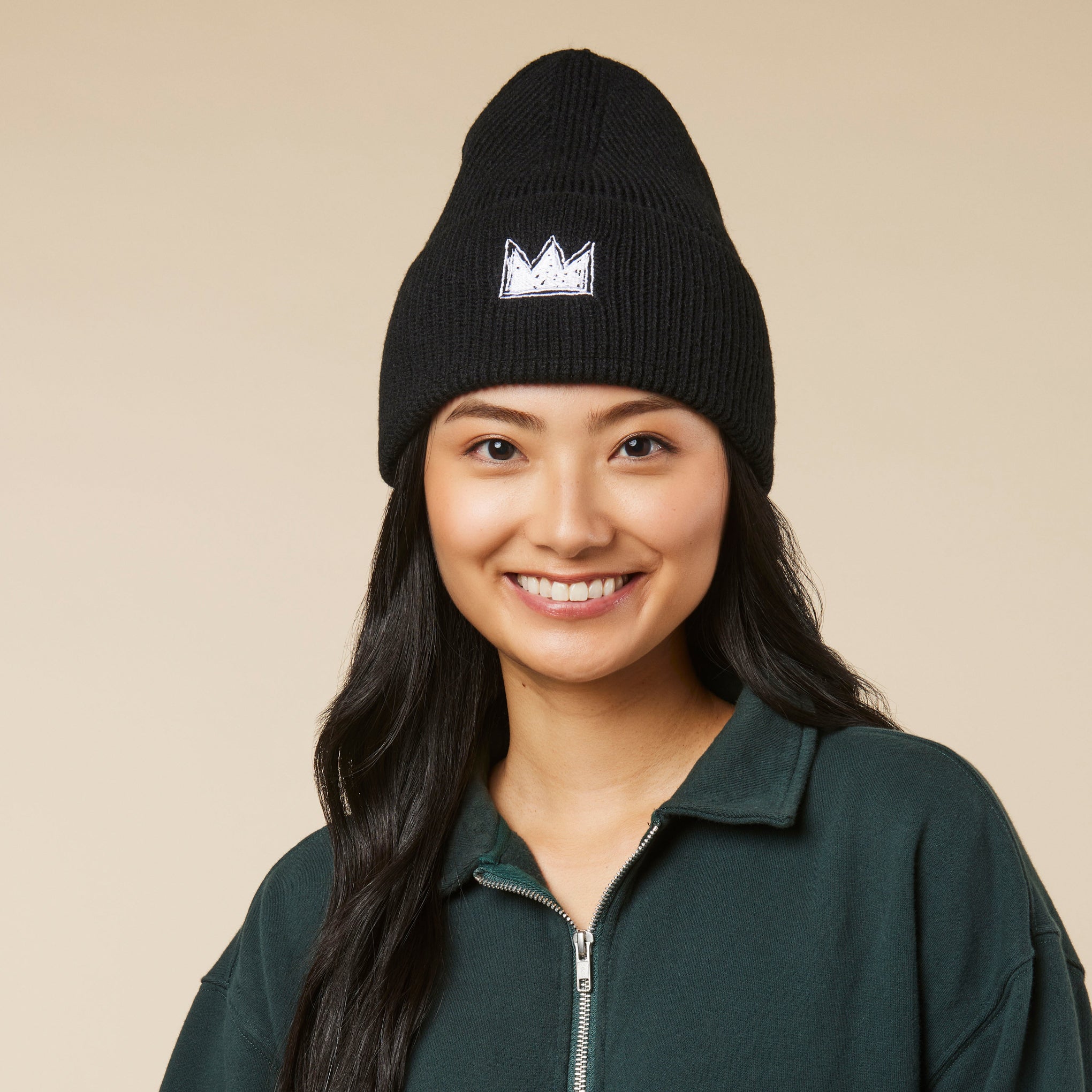 Jean-Michel Basquiat Crown Embroidered Beanie Hat